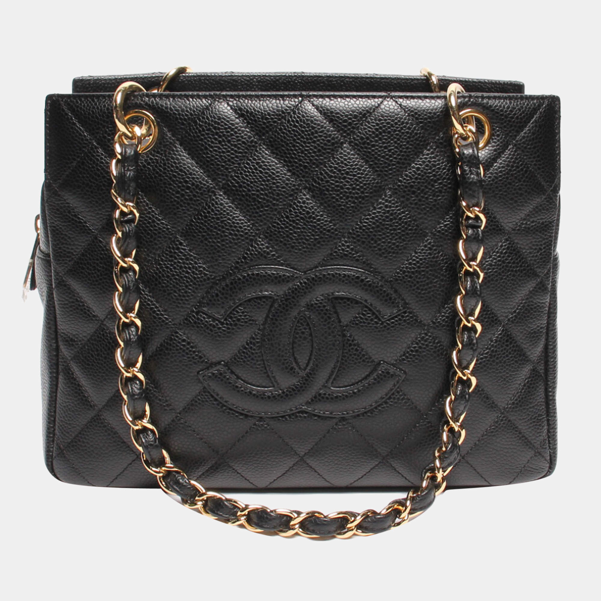 Pre Owned Chanel Black Leather CC Tote Bag