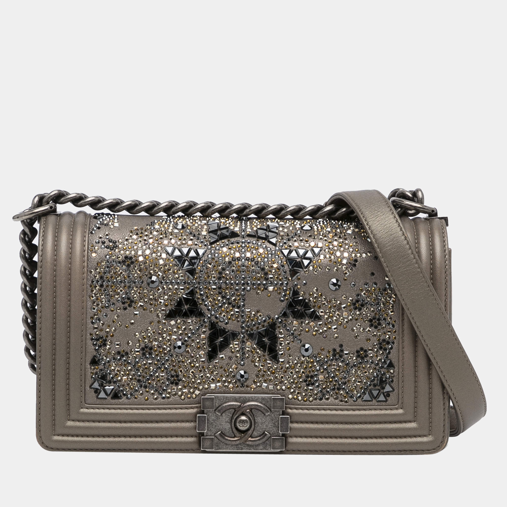 crystal-embellished twist-lock wallet