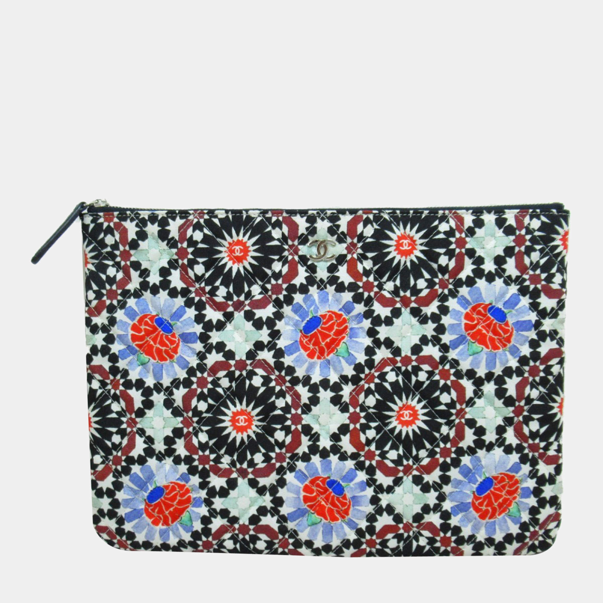 Chanel Multicolor Canvas CC Christmas Print Clutch Bag 