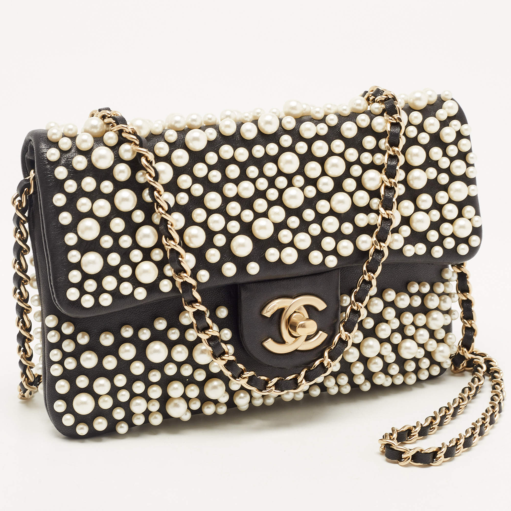 Chanel pearly flap bag sale