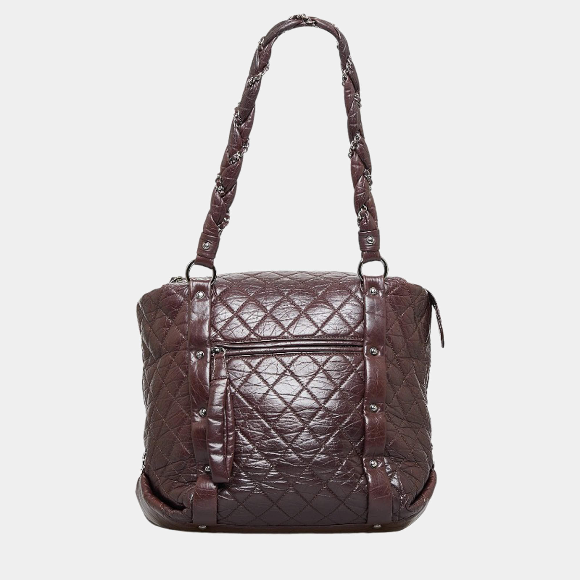 Chanel Brown Animal skin Quilted Leather Lady Braid Tote Tote Bag Chanel