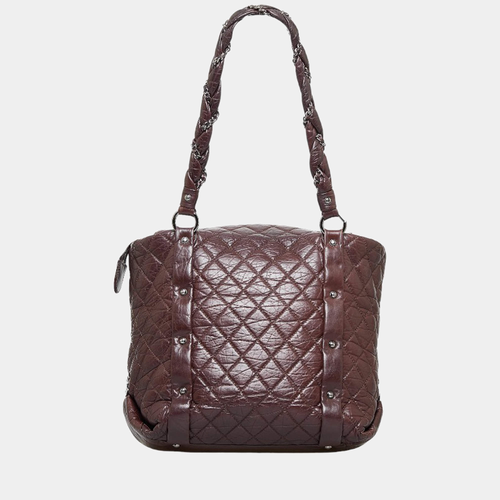 Chanel Brown Animal skin Quilted Leather Lady Braid Tote Tote Bag