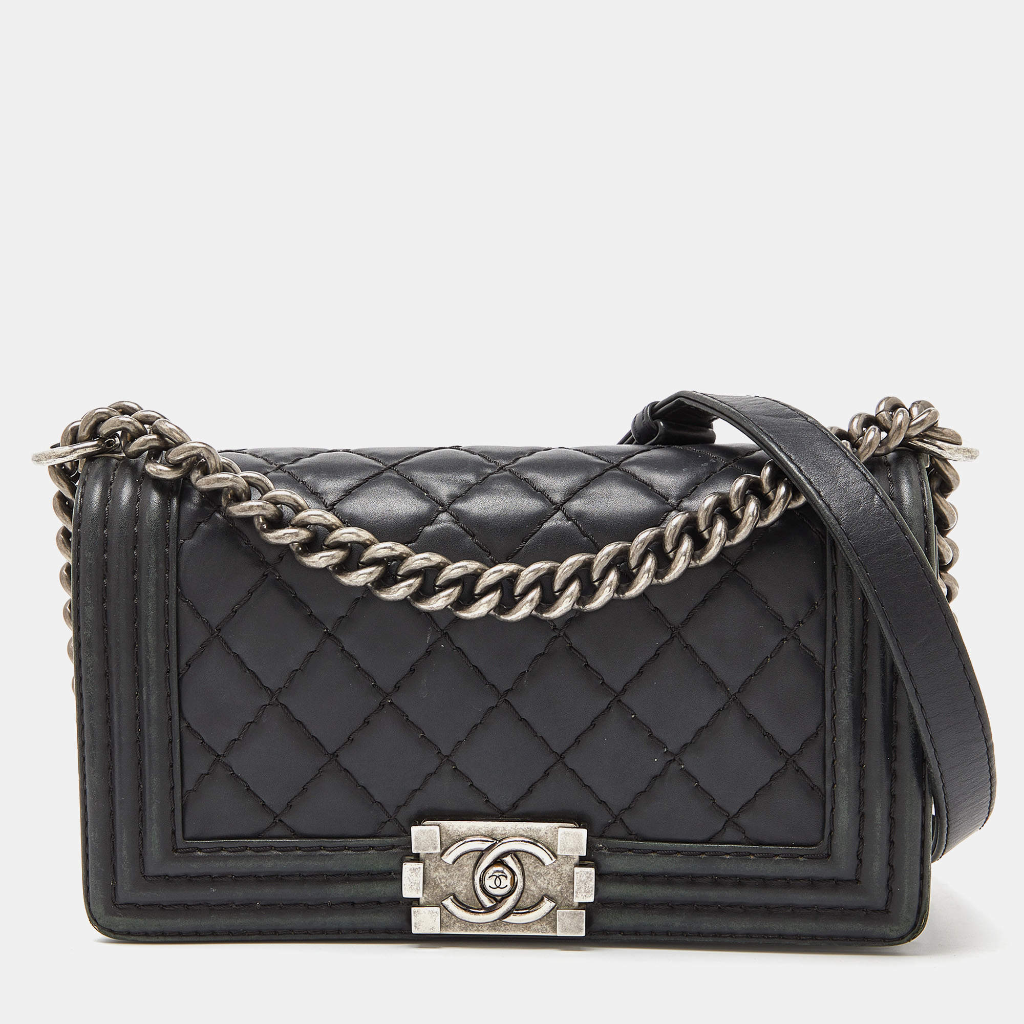 Chanel Black Quilted Wild Stitched Leather Medium Boy Bag Chanel