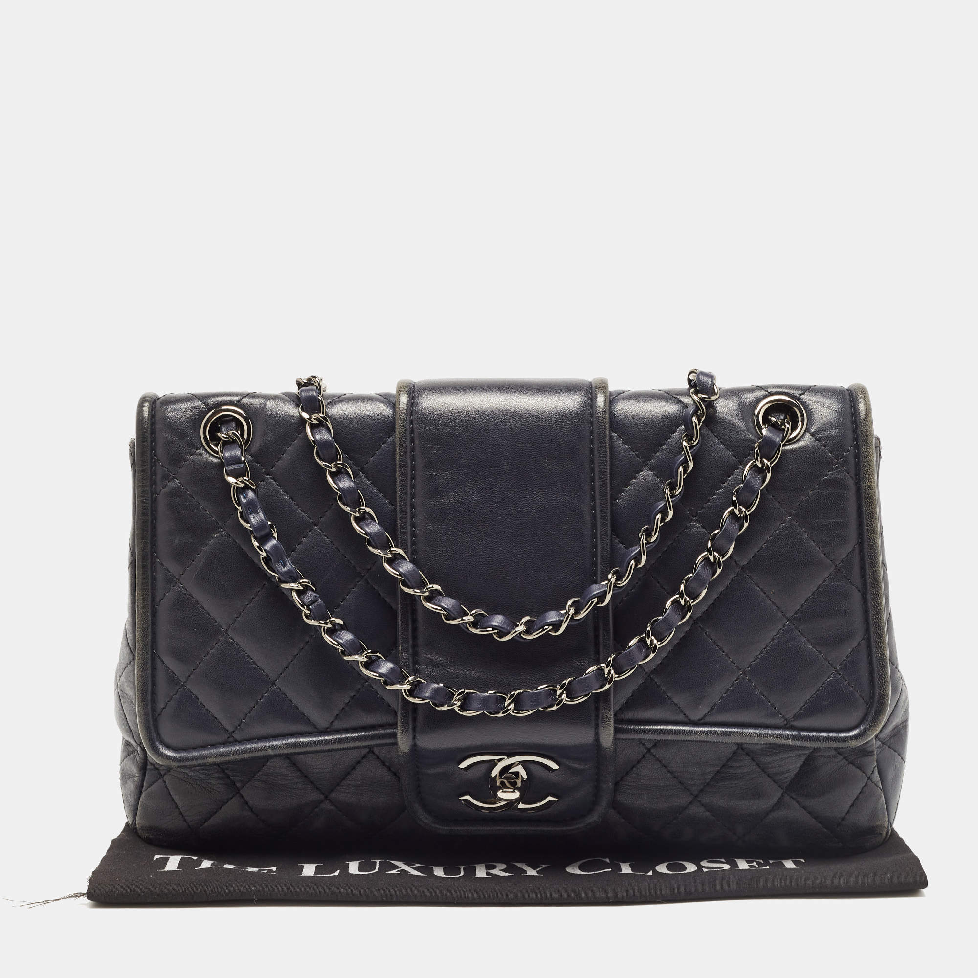 Chanel Pochette Bag Navy Blue - Patent Leather