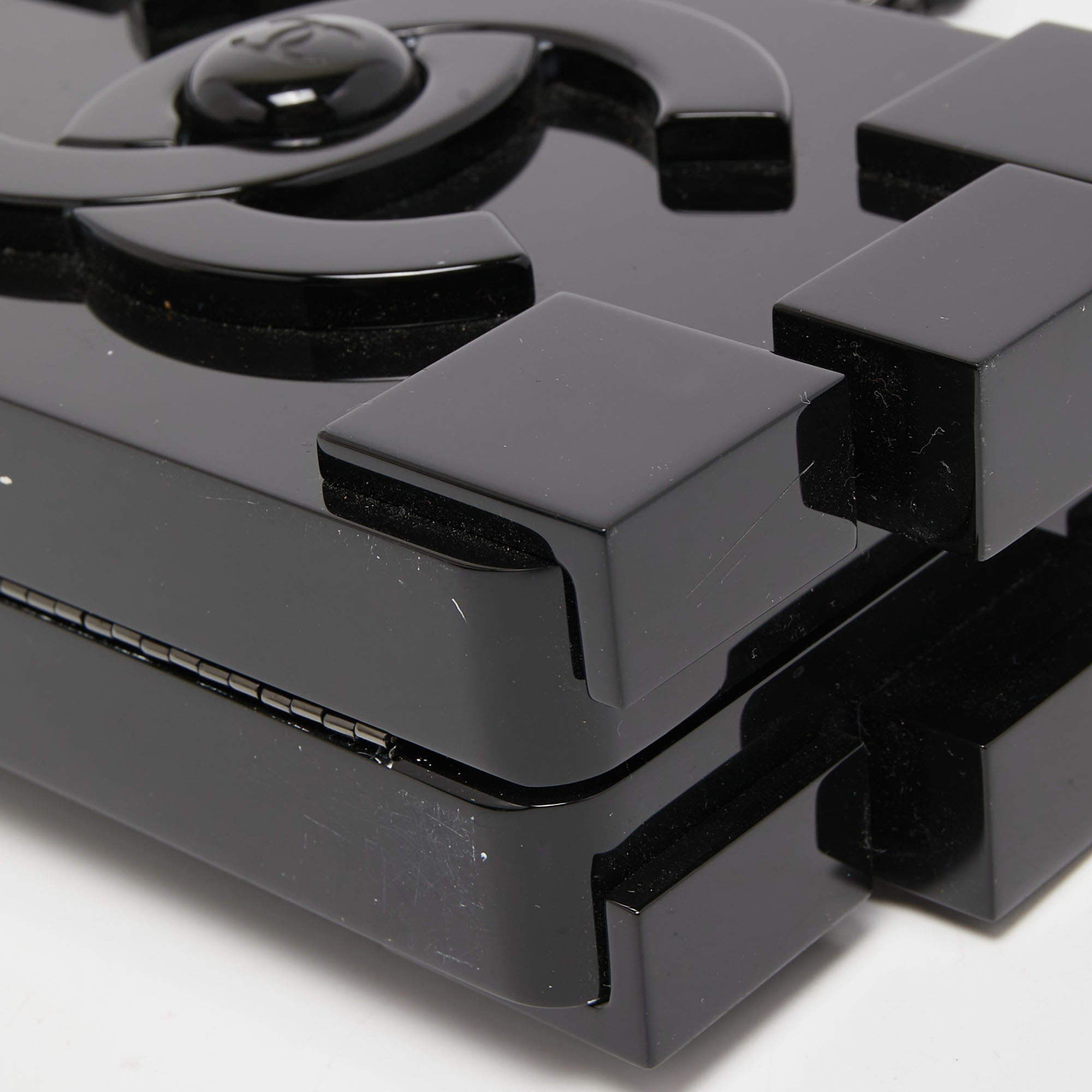 Chanel Black Plexiglass Boy Brick Lego Clutch