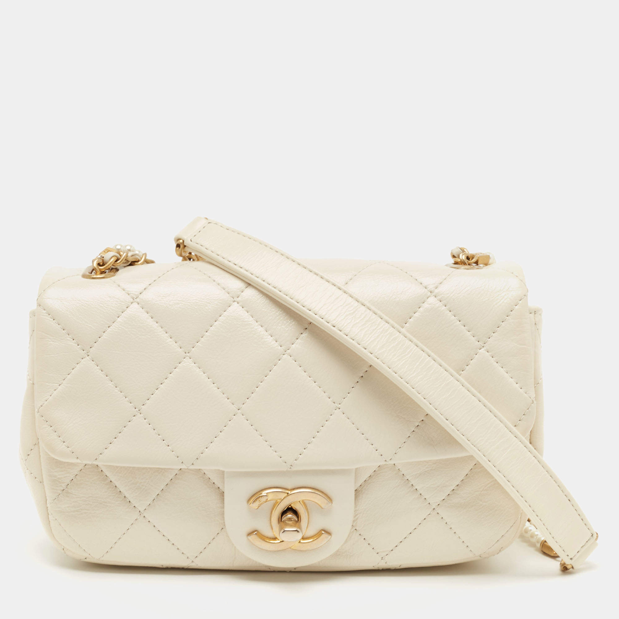 مملوكة مسبقًا Chanel Off White Quilted Leather My Perfect Adjustable Chain Flap Bag