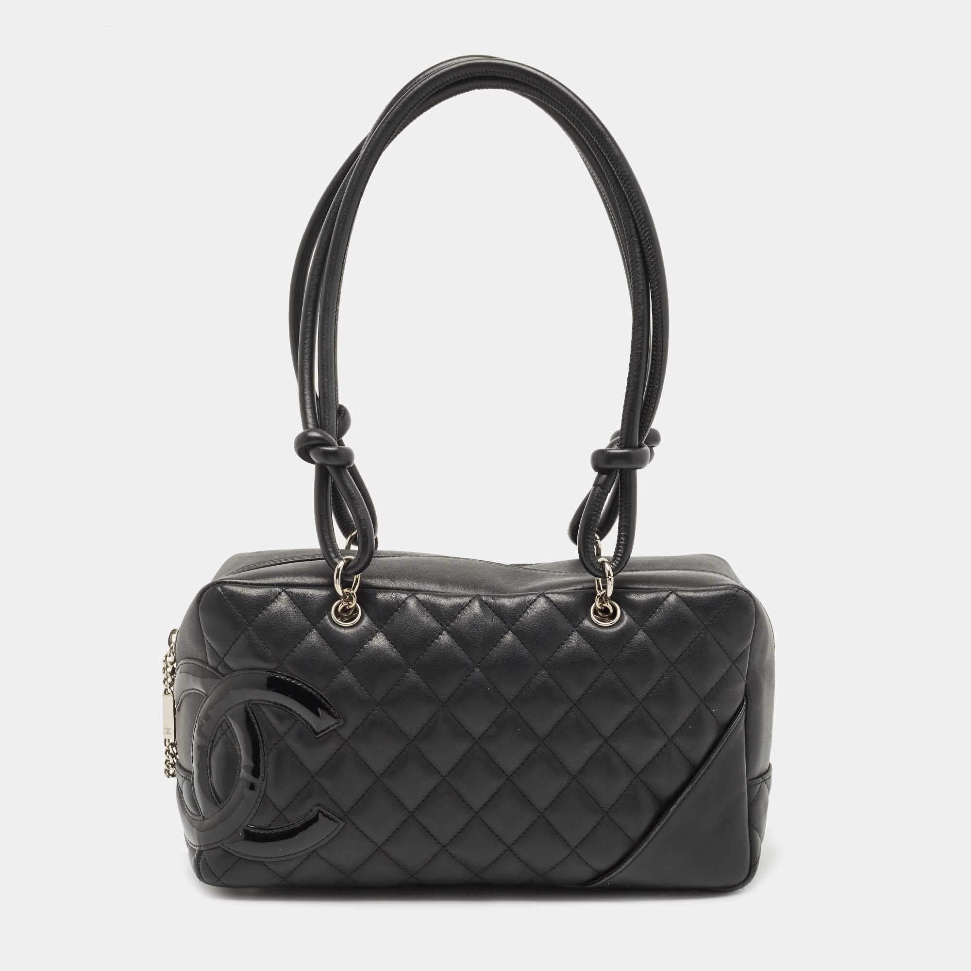 Pre Owned Chanel Black Quilted Leather Cambon Ligne Bowler Bag