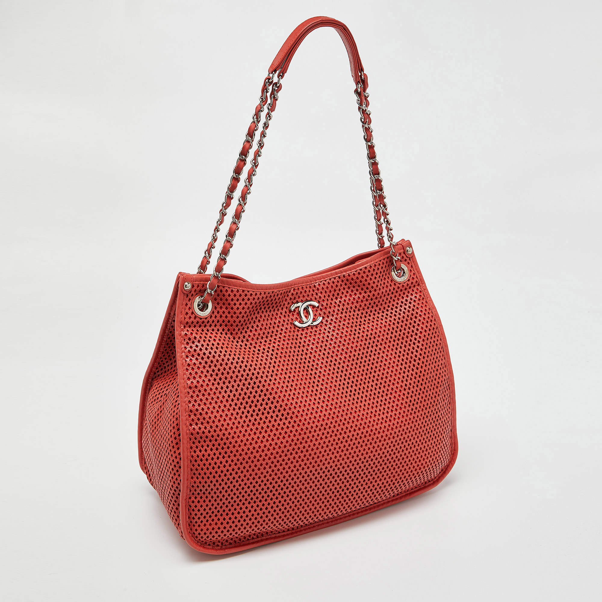 Chanel Red Perforated Leather Up in the Air Shoulder Bag