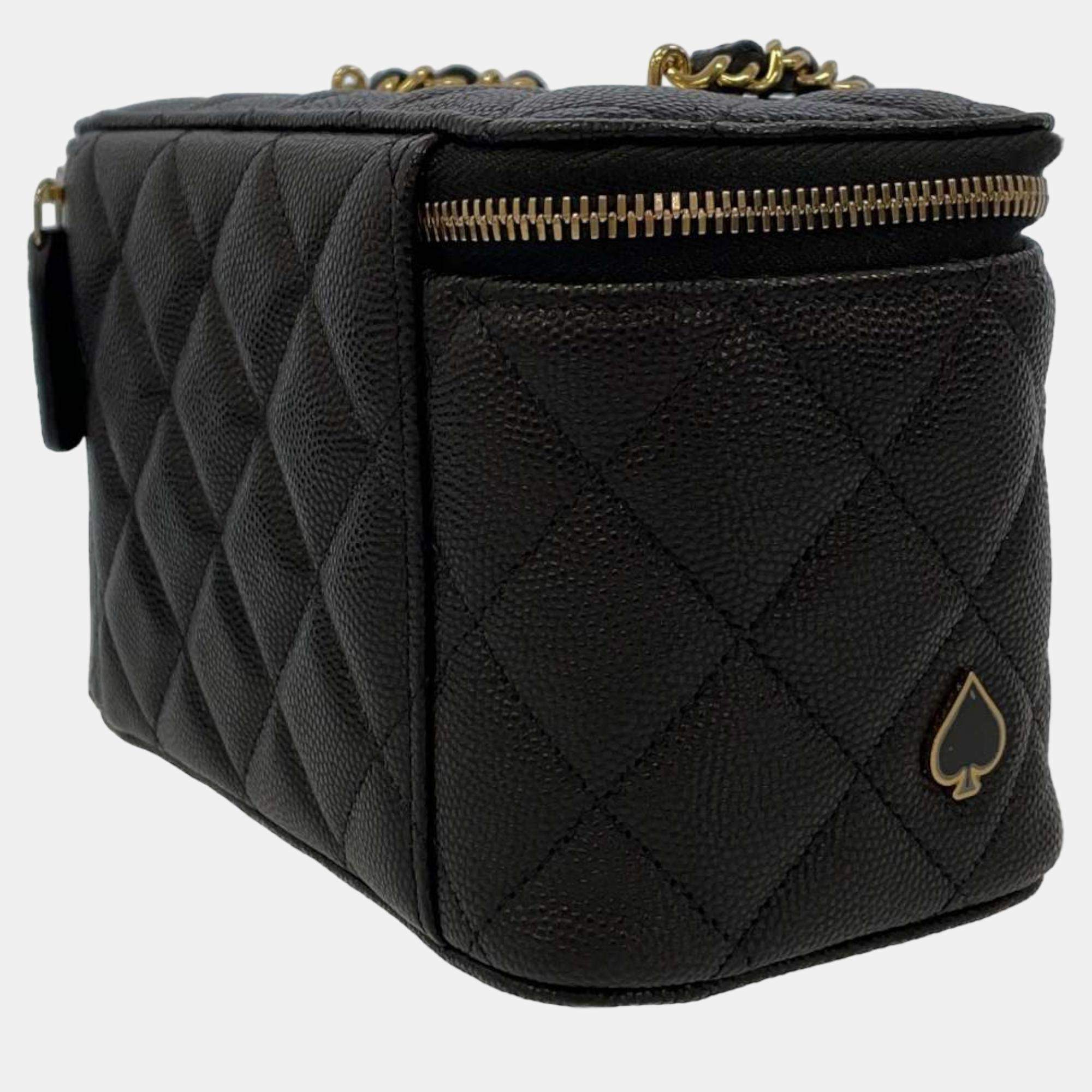 Chanel Black Leather CC Vanity Case Chanel