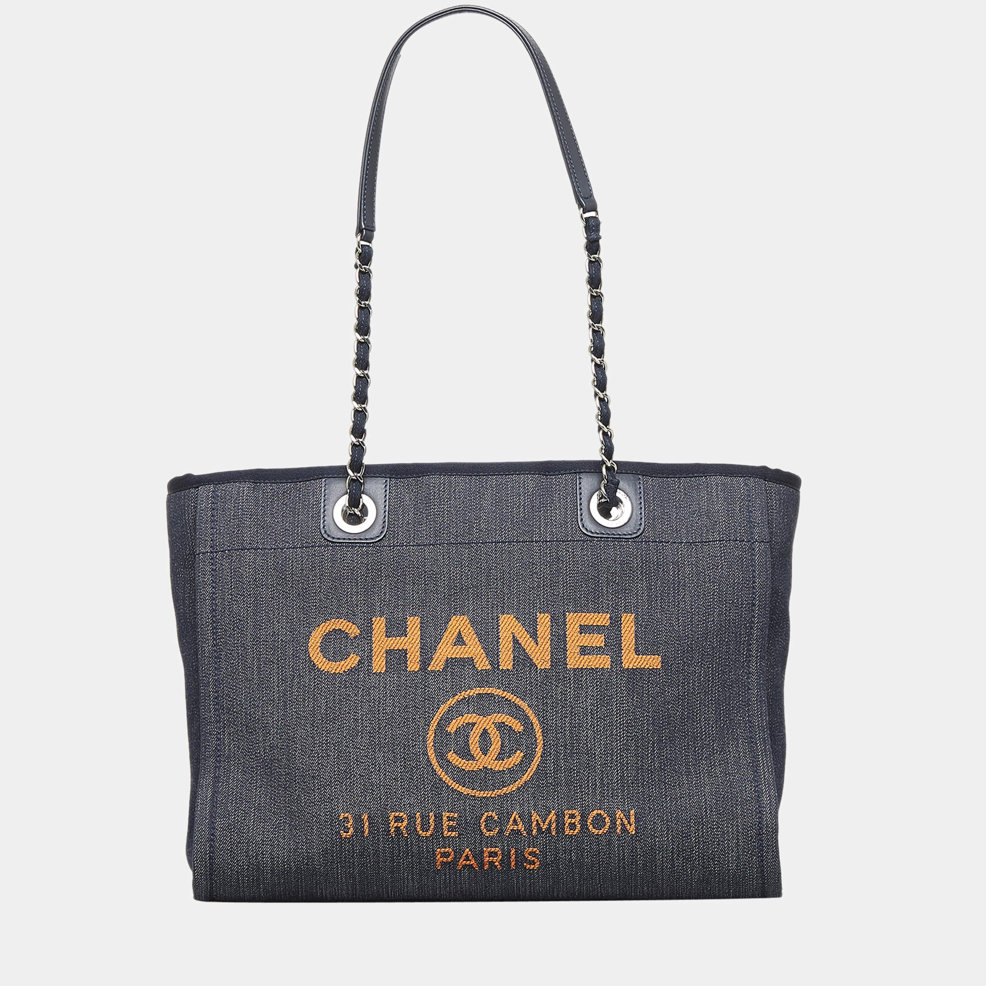 Chanel Deauville Tote Large Grey in Canvas with Silver-tone - US
