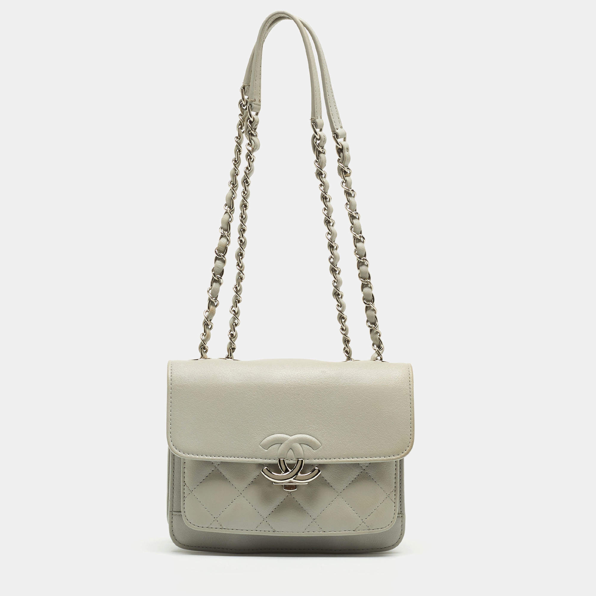 Pre Owned Chanel Grey Quilted Leather Urban Companion Bag