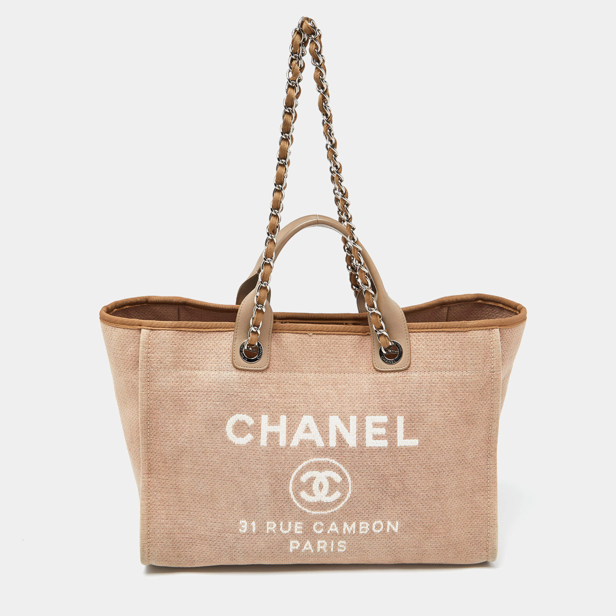CHANEL Canvas Deauville Tote Shoper Bag Beige | 3D model