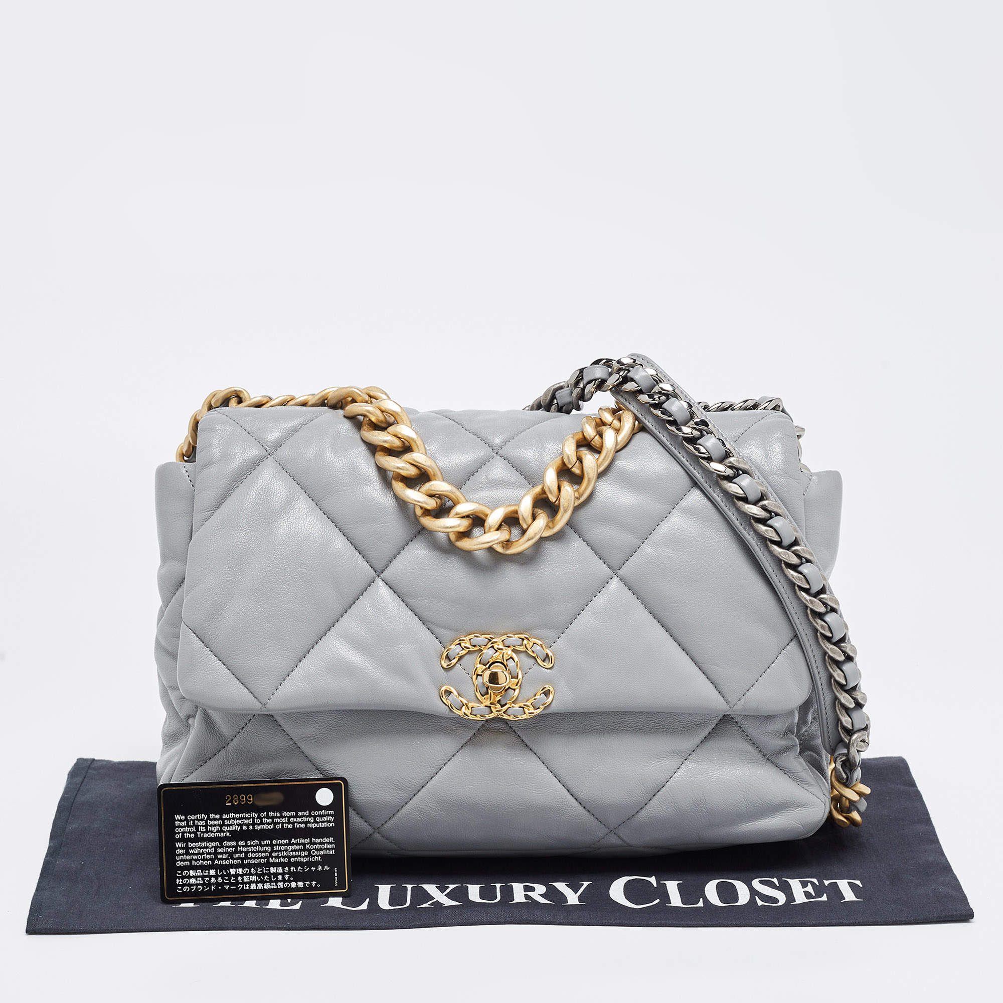 Chanel Grey Quilted Leather Large 19 Flap Bag Chanel | The Luxury Closet