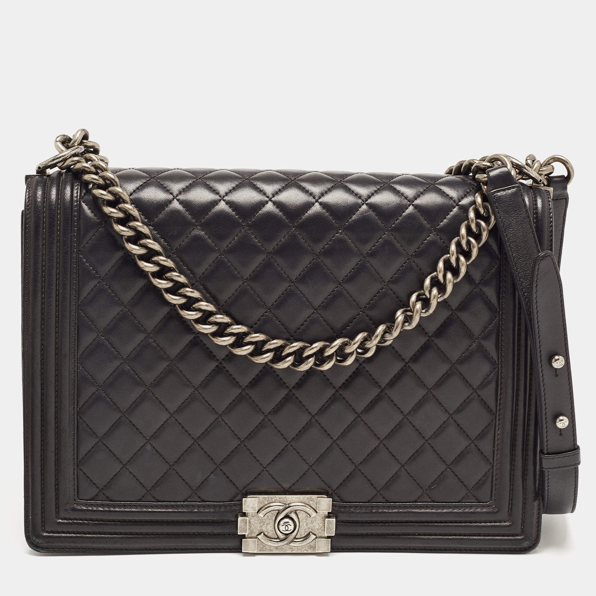 Chanel Black Quilted Leather Large Boy Flap Bag