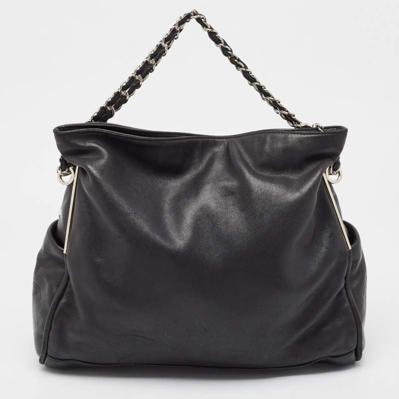 Pre Owned Chanel Black Leather Ultimate Soft Fold Over Bag