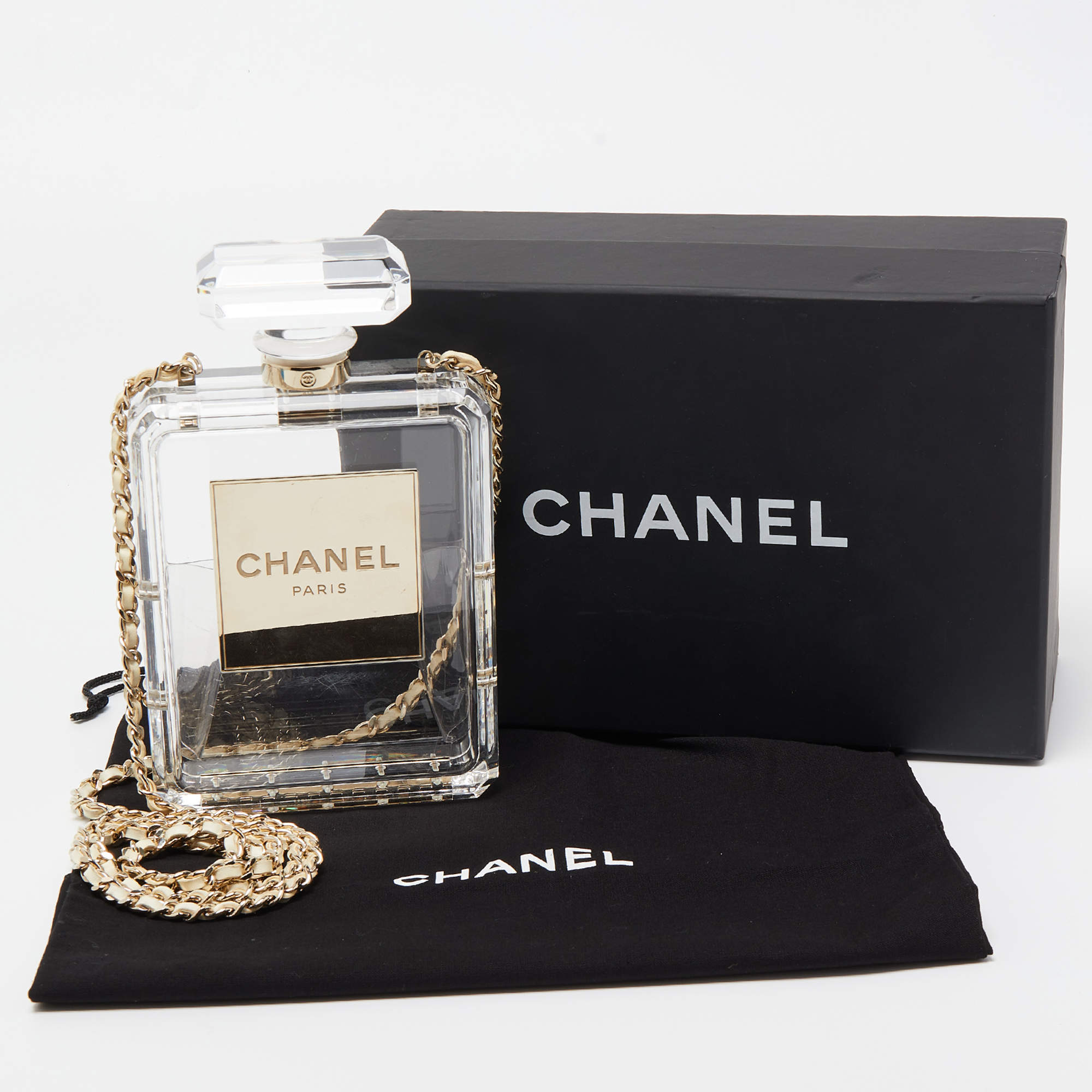 Chanel RUNWAY No. 5 Perfume Bottle Clutch, Black: ASO; Miley Cyrus + R |  circe