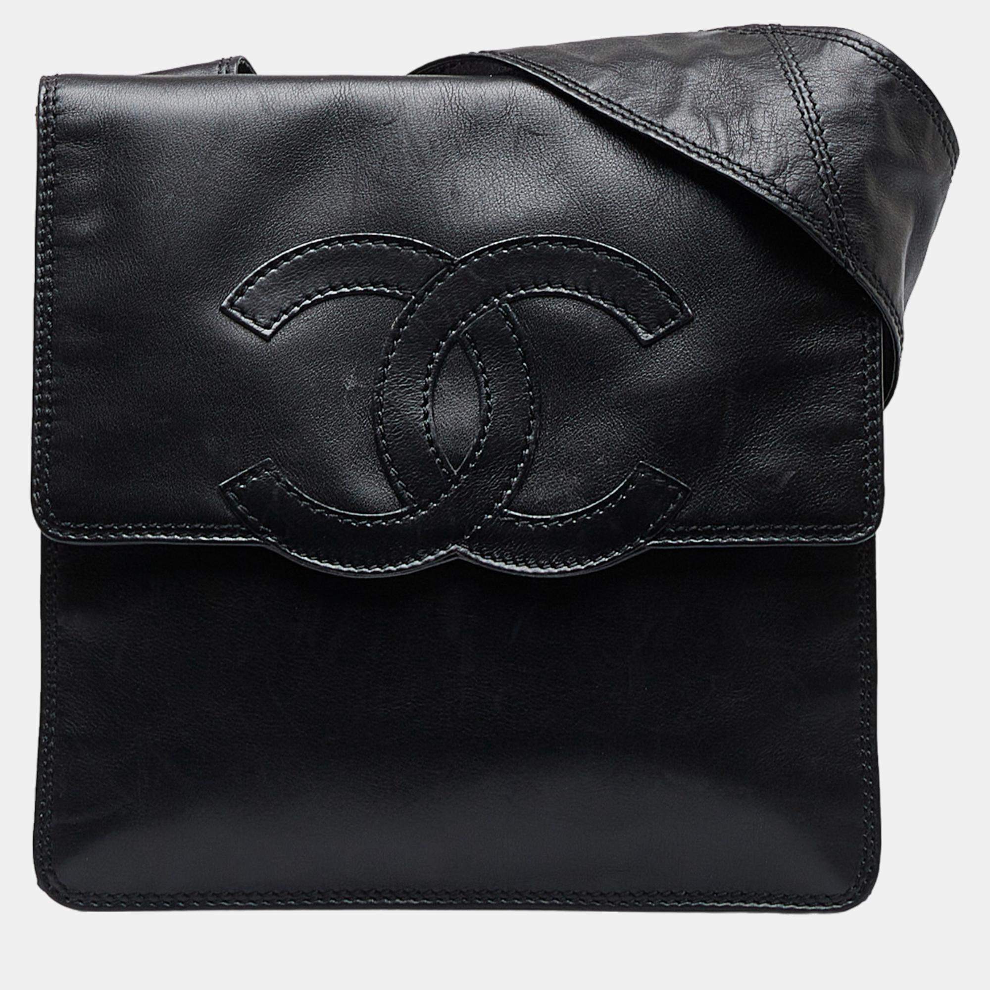 Chanel Black Coco Mark Leather Crossbody