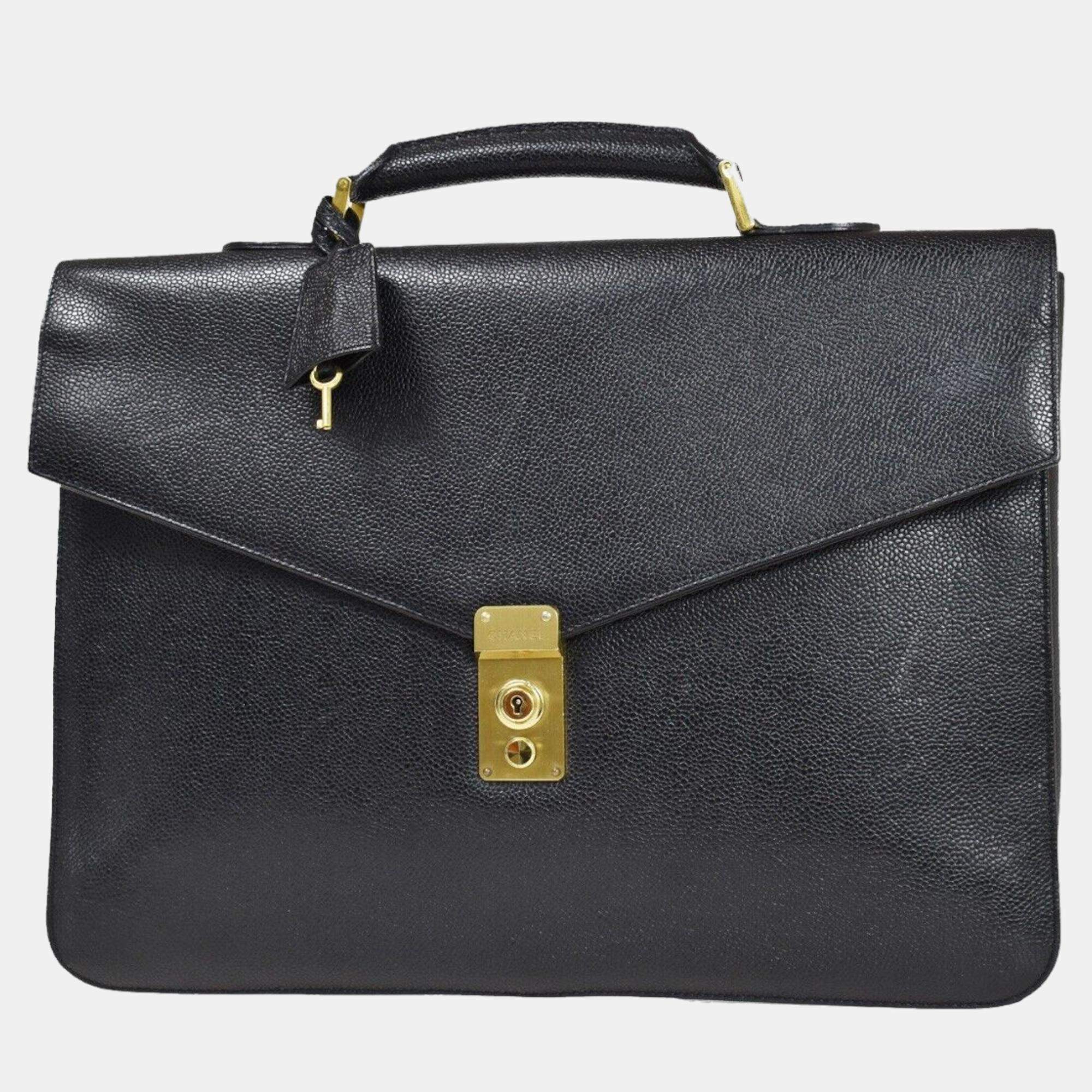 Chanel Vintage Black Leather briefcase