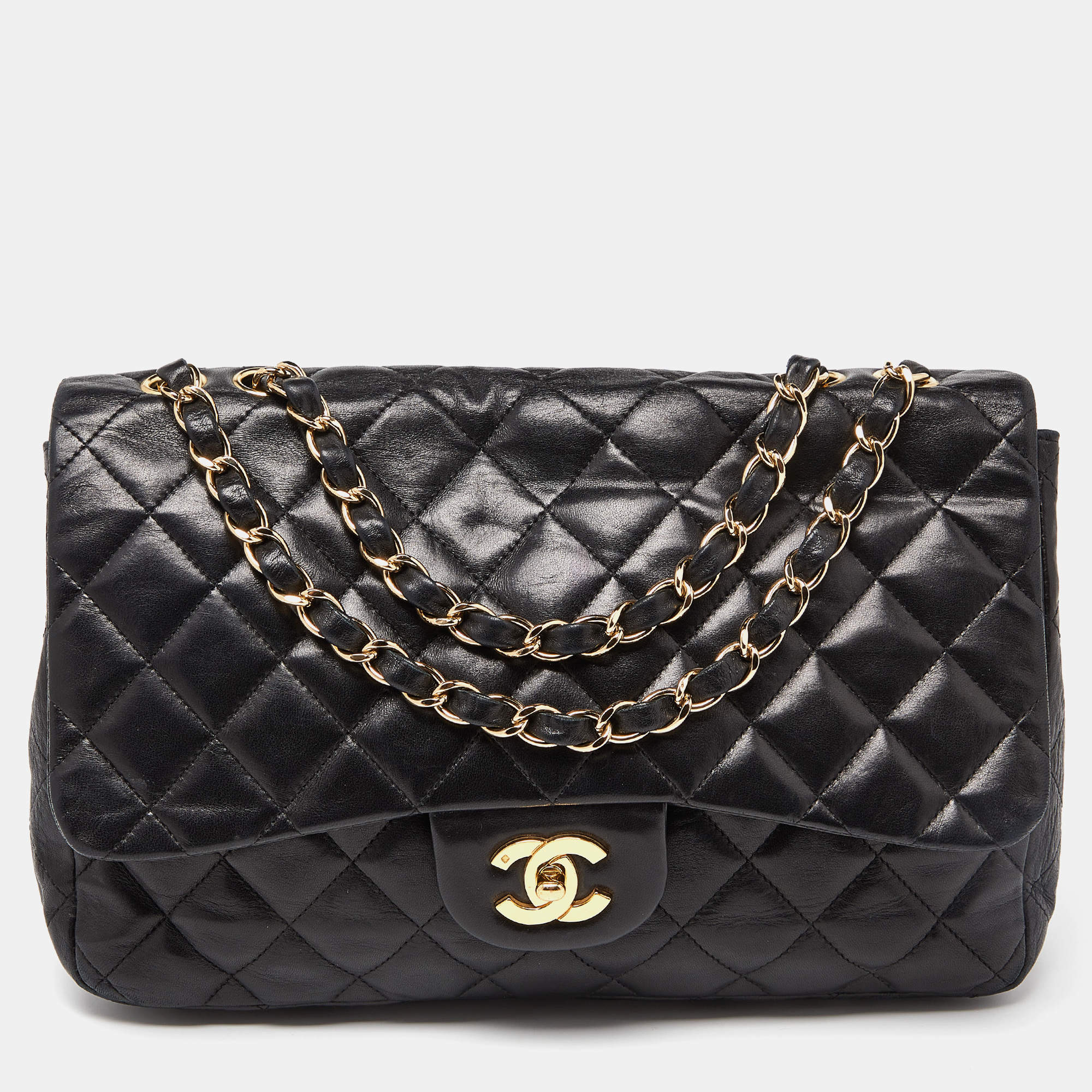 Chanel Black Quilted Leather Jumbo Classic Single Flap Bag