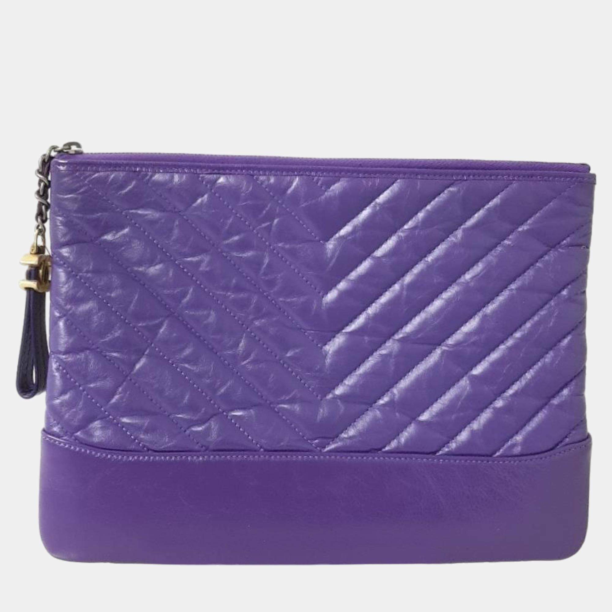 Chanel Purple Vintage Gabrielle Clutch 