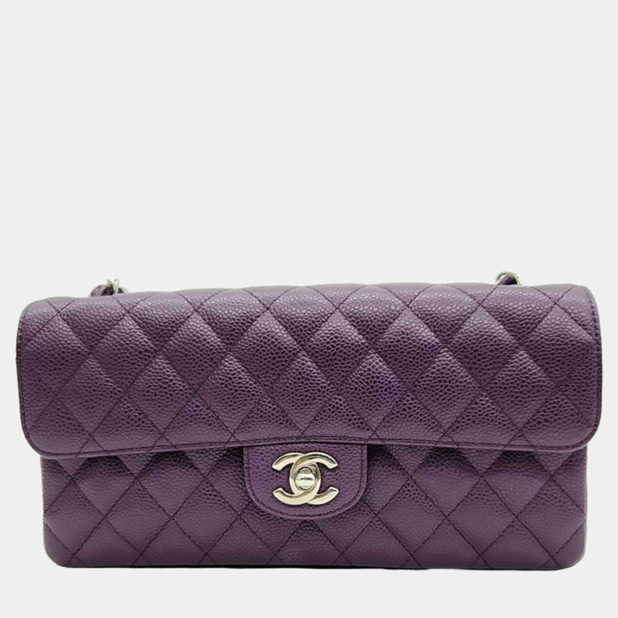 Chanel Purple Caviar New Classic Baguette Bag