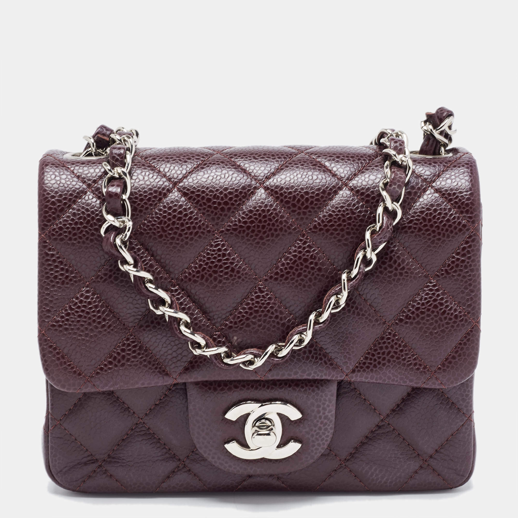 Chanel Dark Brown Quilted Leather Mini Square Classic Single Flap