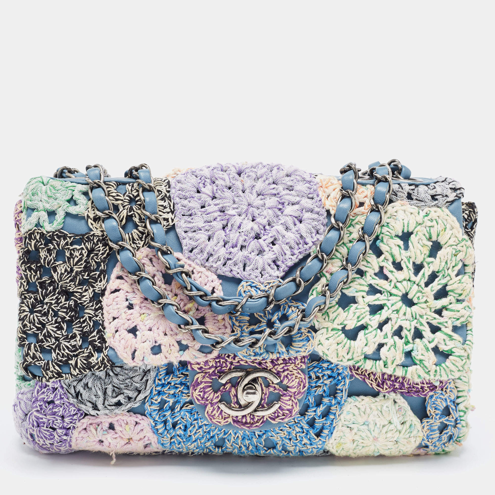 Pre Owned Chanel Multicolor Leather and Crochet Paris Seoul Flap Bag