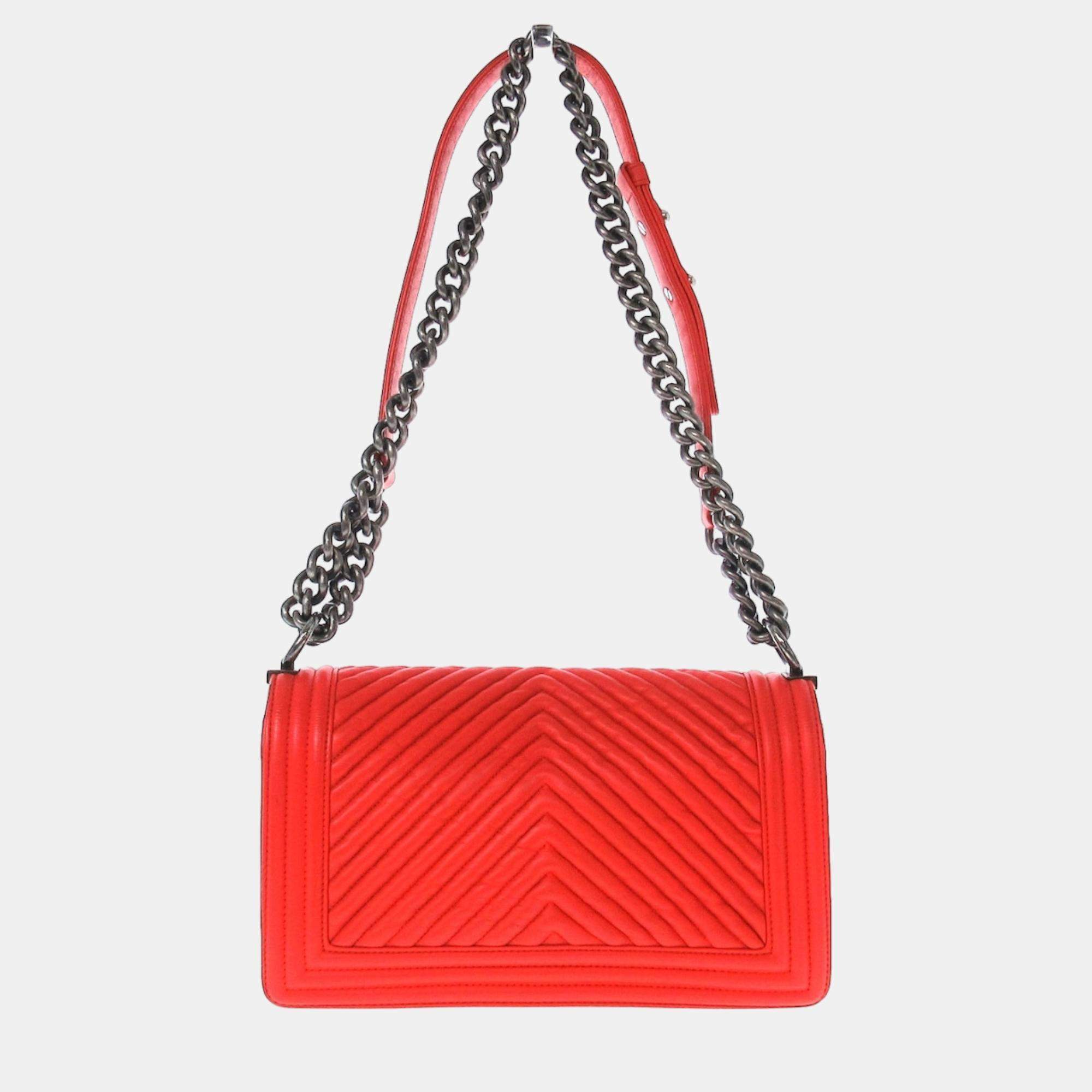 Chanel le boy on sale red