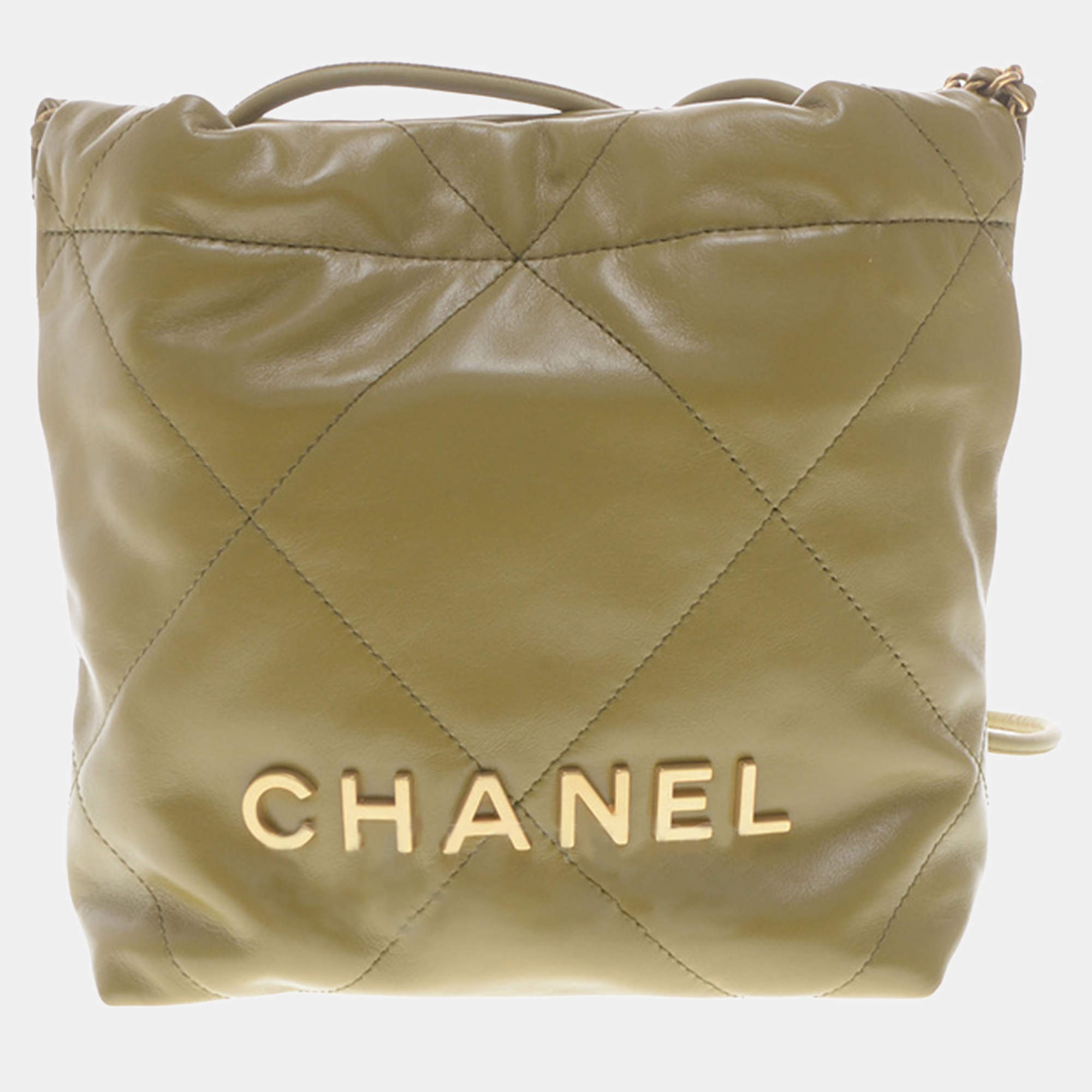 Chanel Khaki Leather Mini 22 Hobo Bag Chanel The Luxury Closet   Luxury Women Chanel Used Handbags P909401 004 