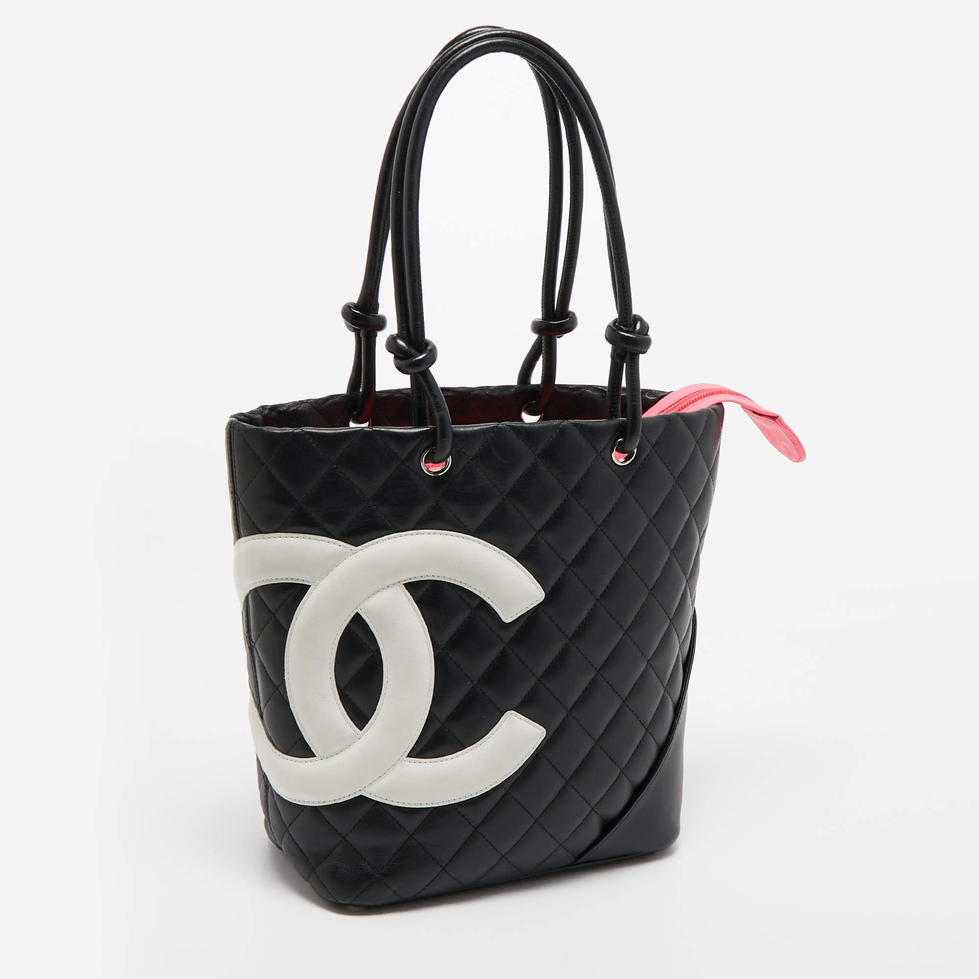 Chanel black and white clearance tote bag