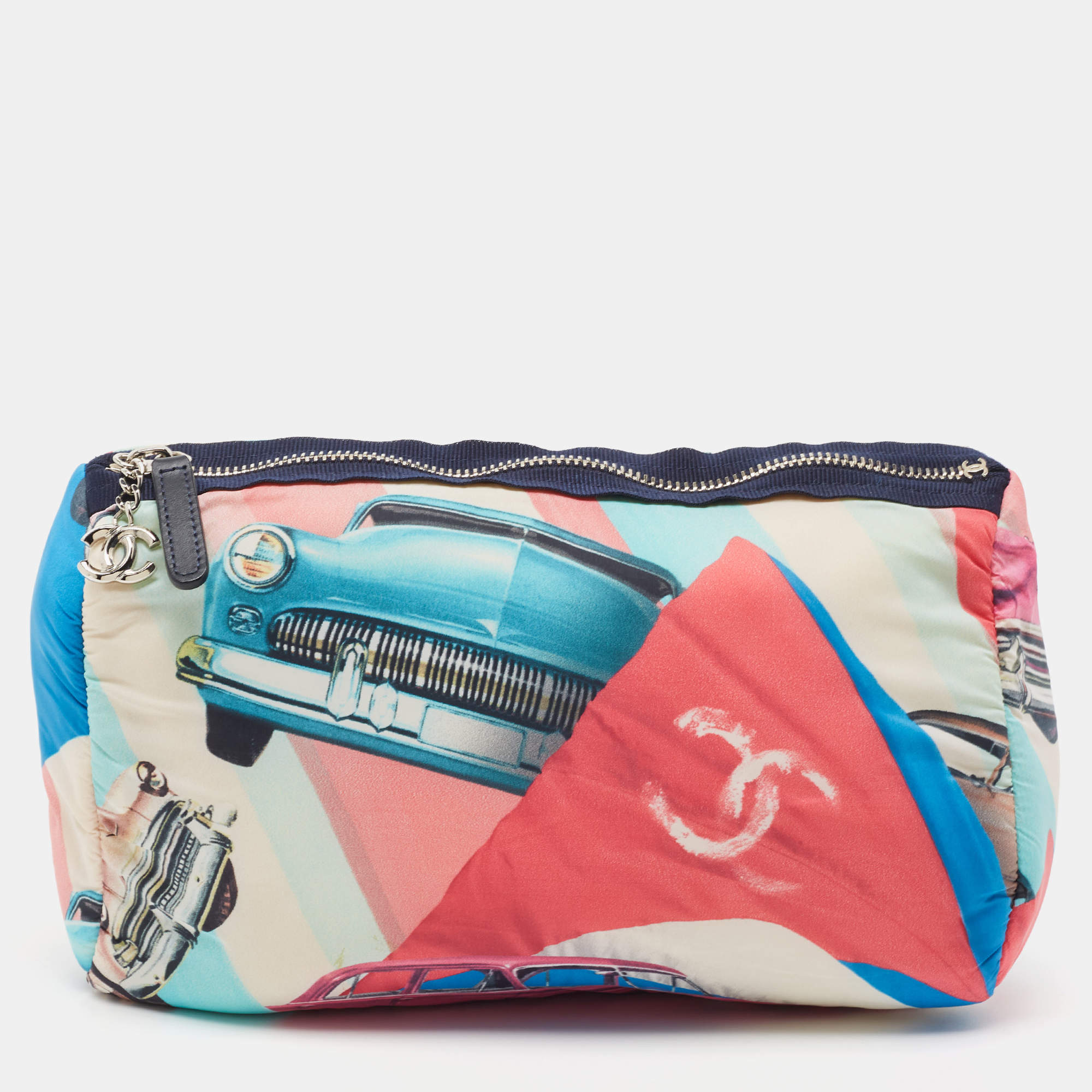Chanel Multicolor Car Printed Nylon Cosmetic Pouch