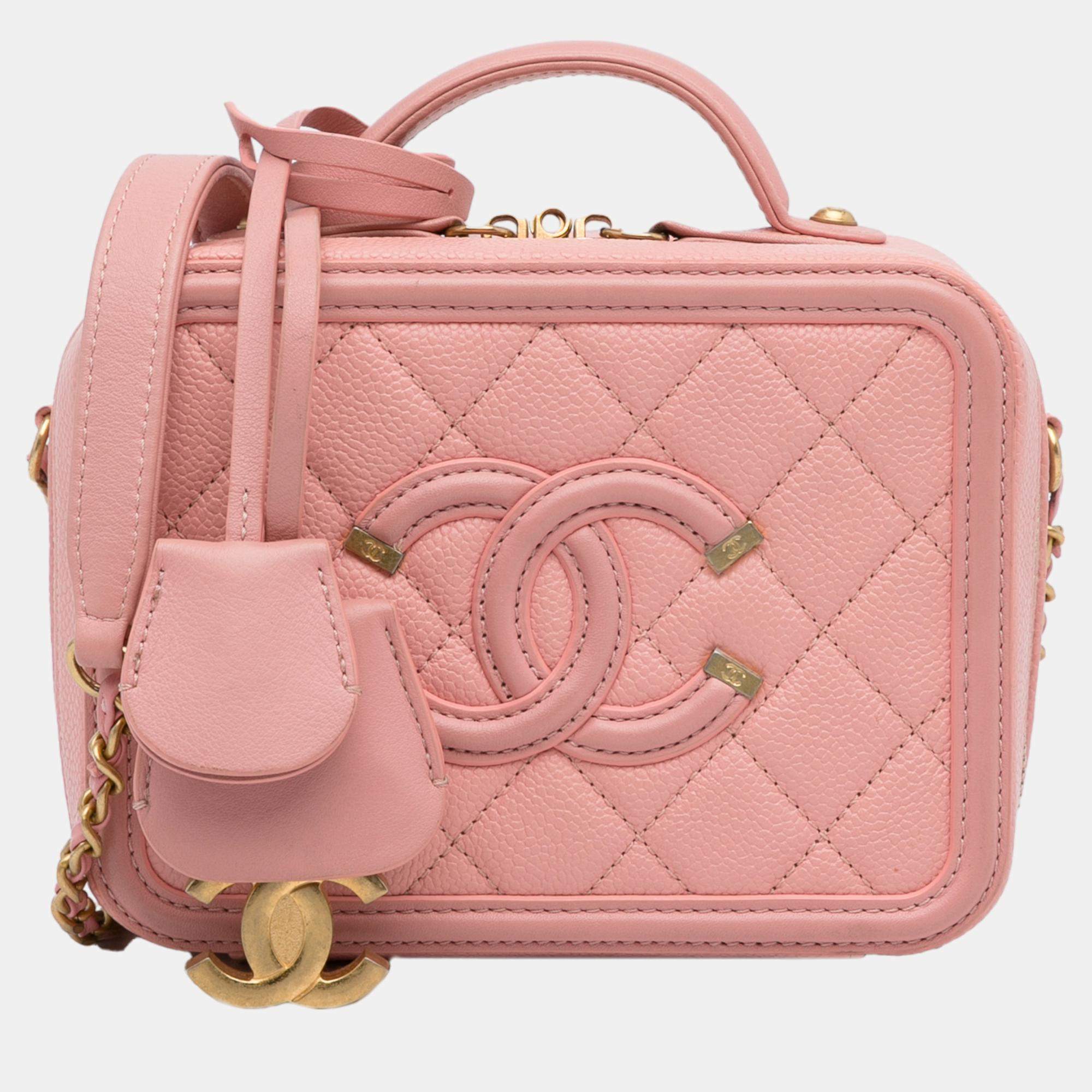 Chanel vanity case discount pink