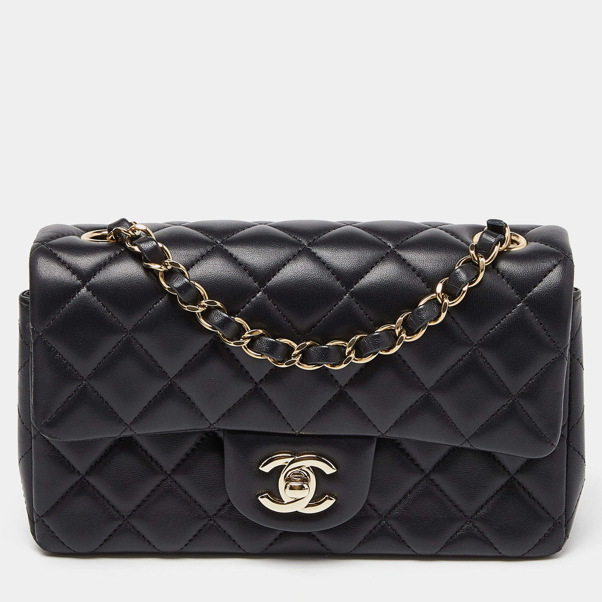 Chanel Black Quilted Leather New Mini Classic Single Flap Bag