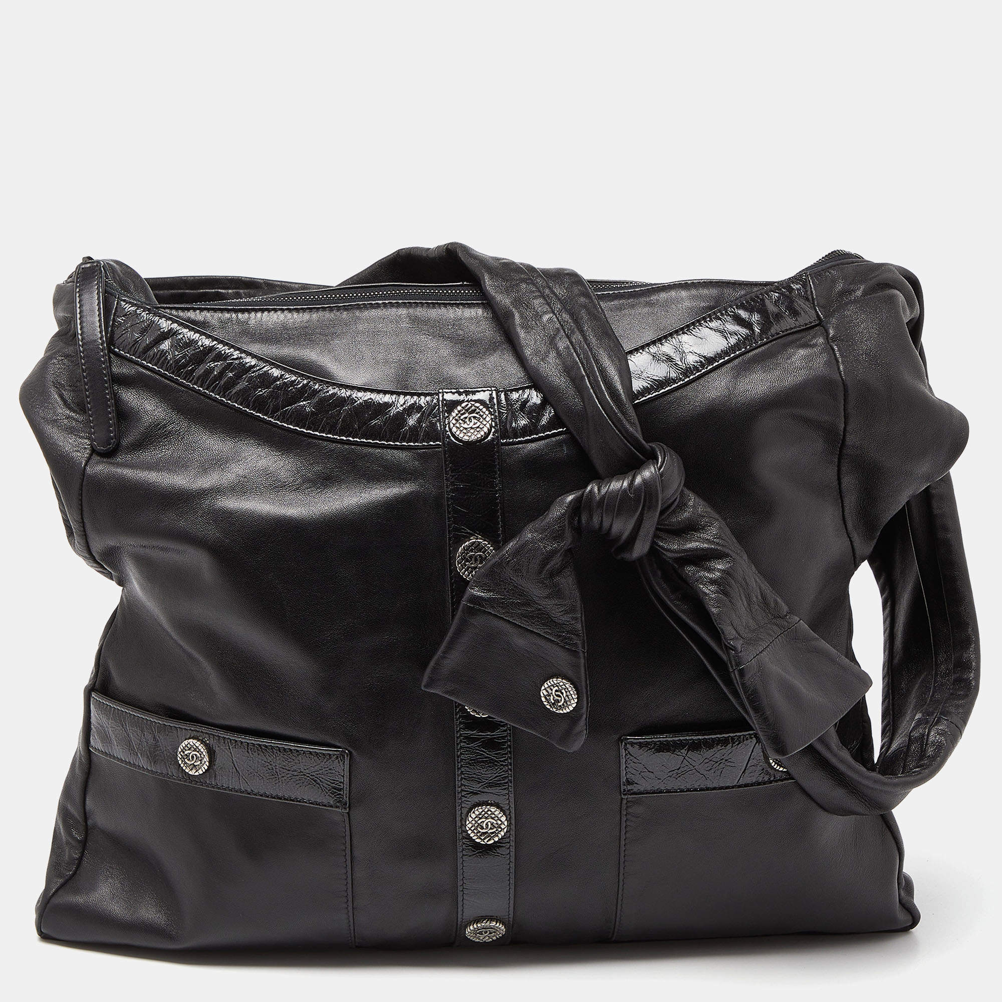 Pre Owned Chanel Black Leather Large Girl Chanel Bag