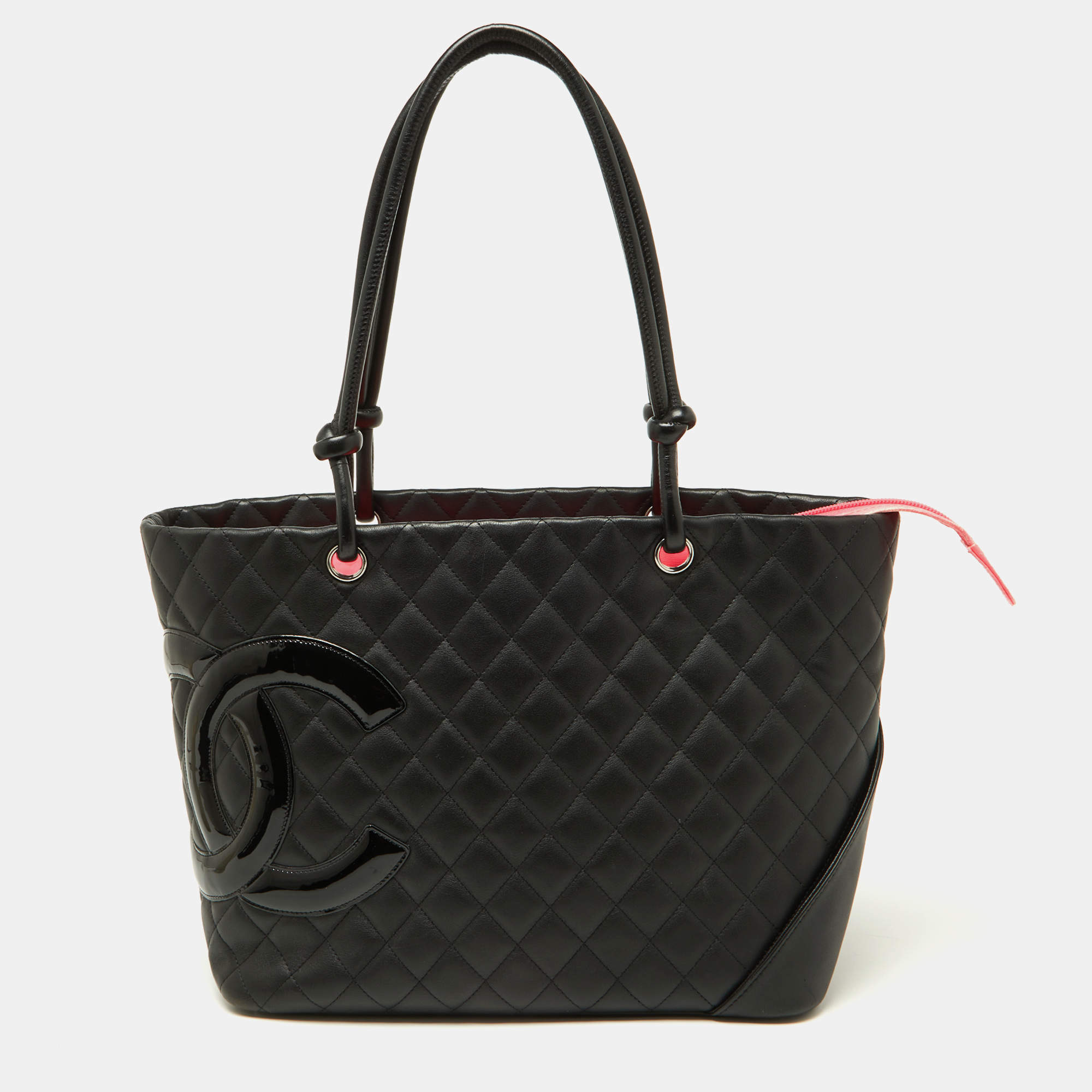 Pre Owned Chanel Black Quilted Leather Large Ligne Cambon Tote 
