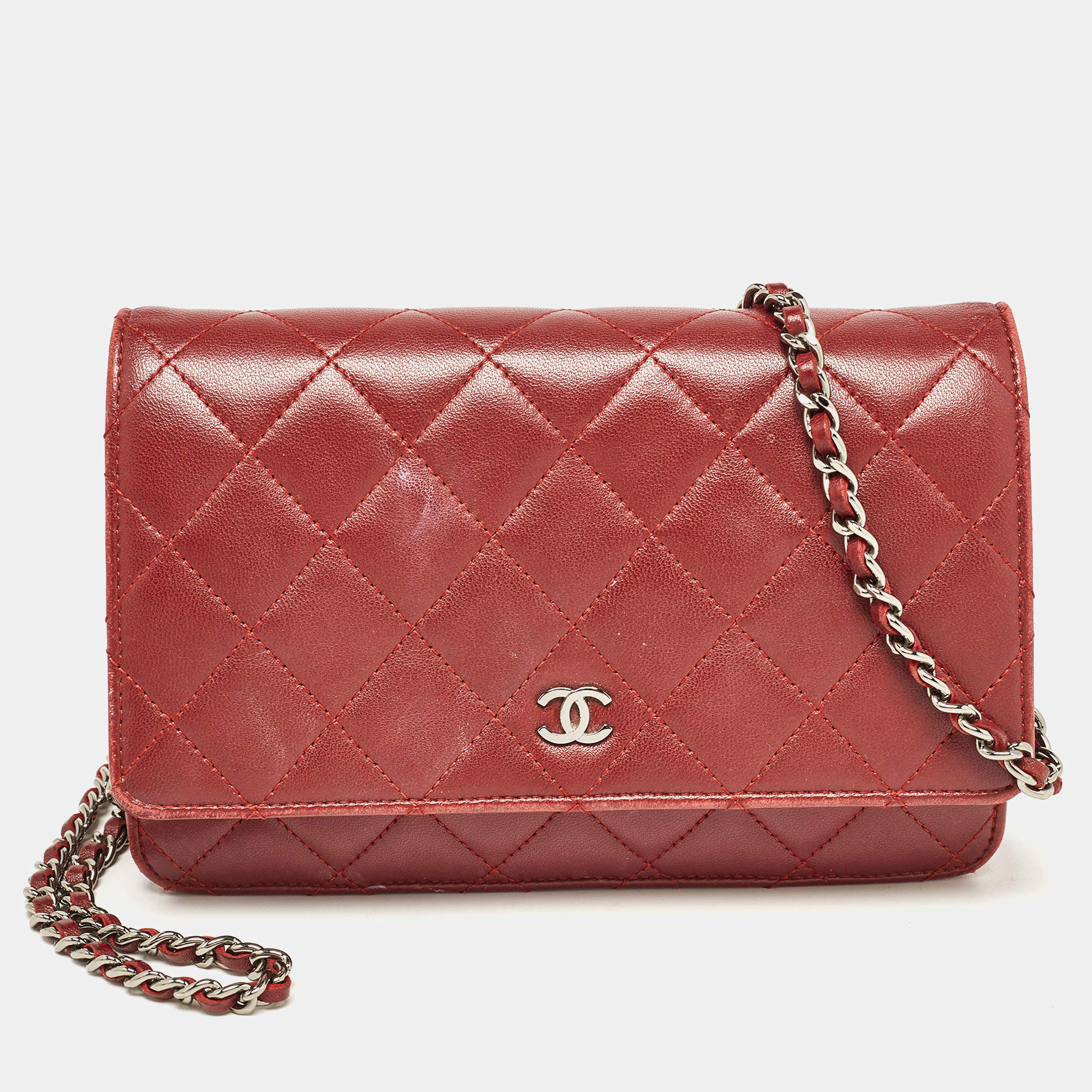 Chanel Burgundy Quilted Leather Classic Wallet on Chain 