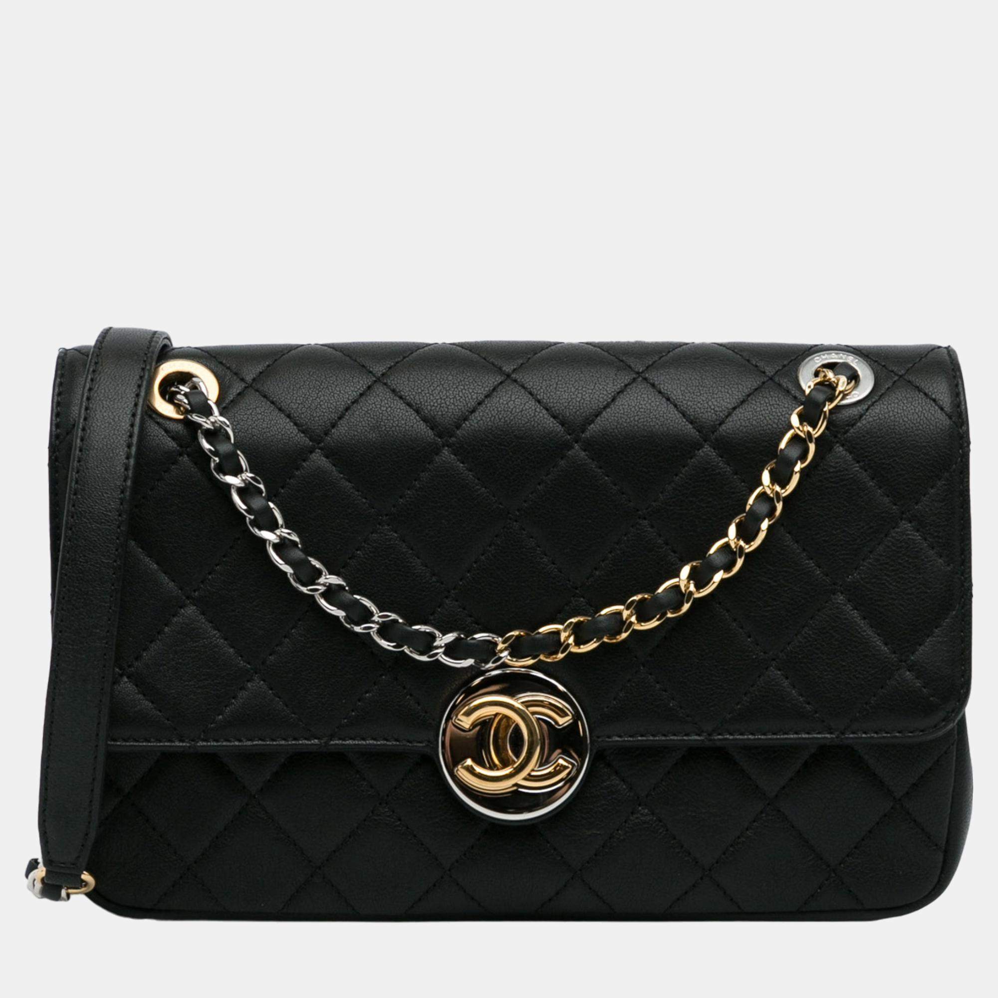 Pre Owned Chanel Black Quilted Classic Single Flap