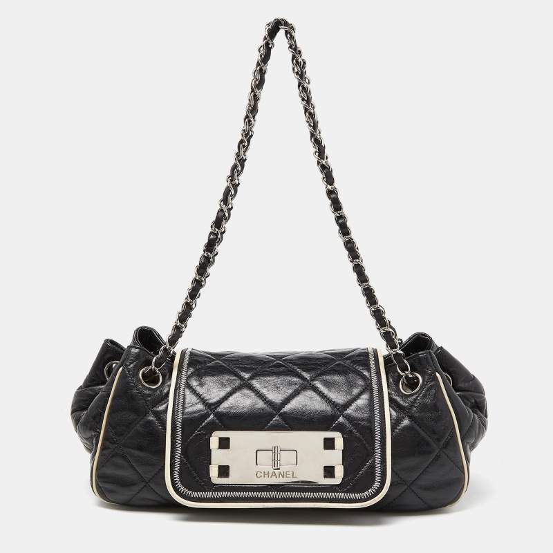 Pre Owned Chanel Black Quilted Leather Reissue Accordion Flap Bag