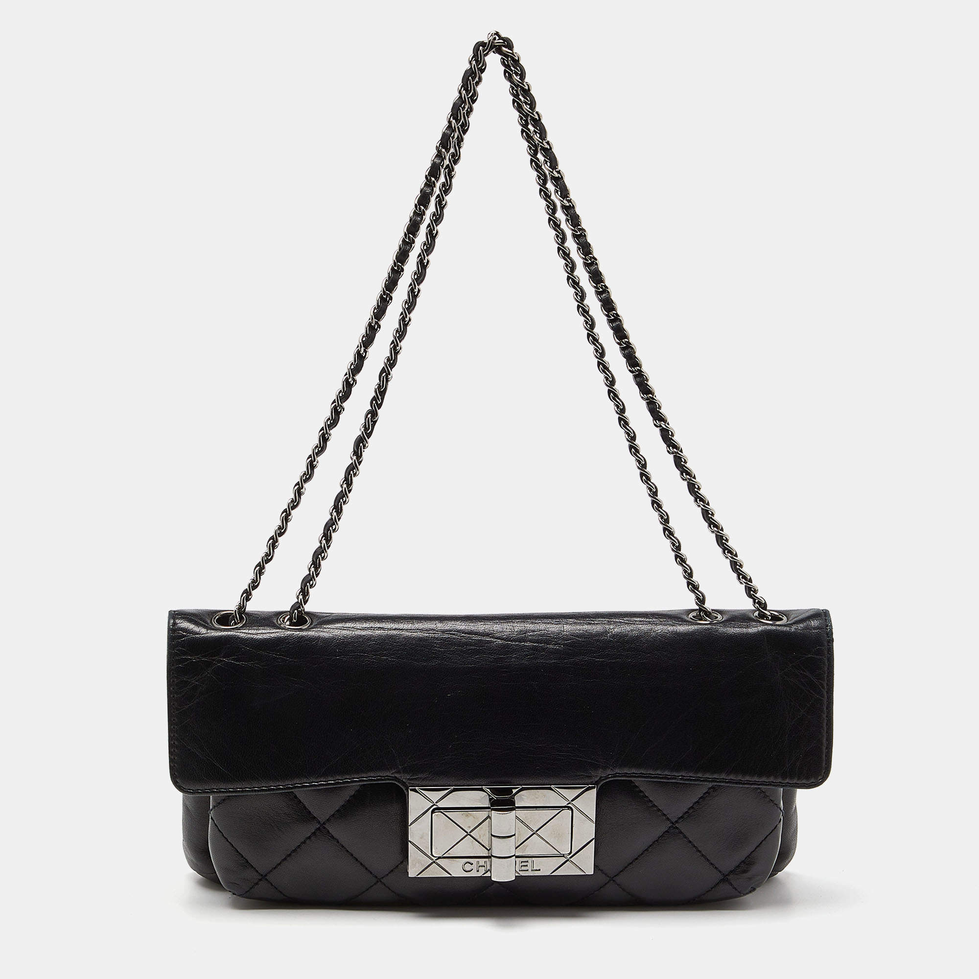 Pre Owned Chanel Black Quilted Leather Reissue Flap Bag