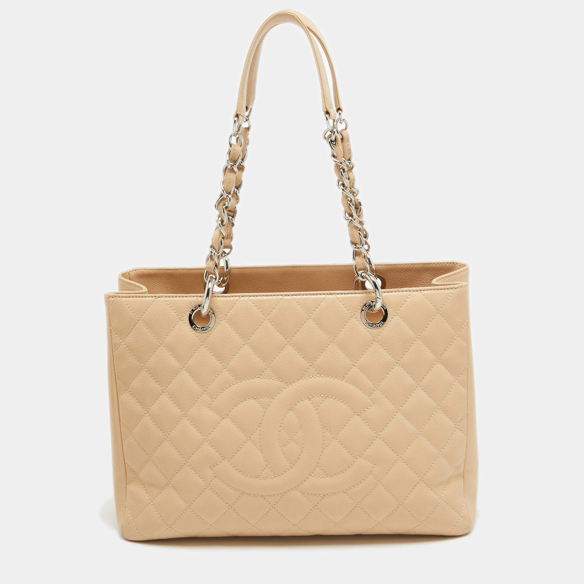 Chanel Beige Quilted Caviar Leather GST Shopper Tote Chanel | The ...