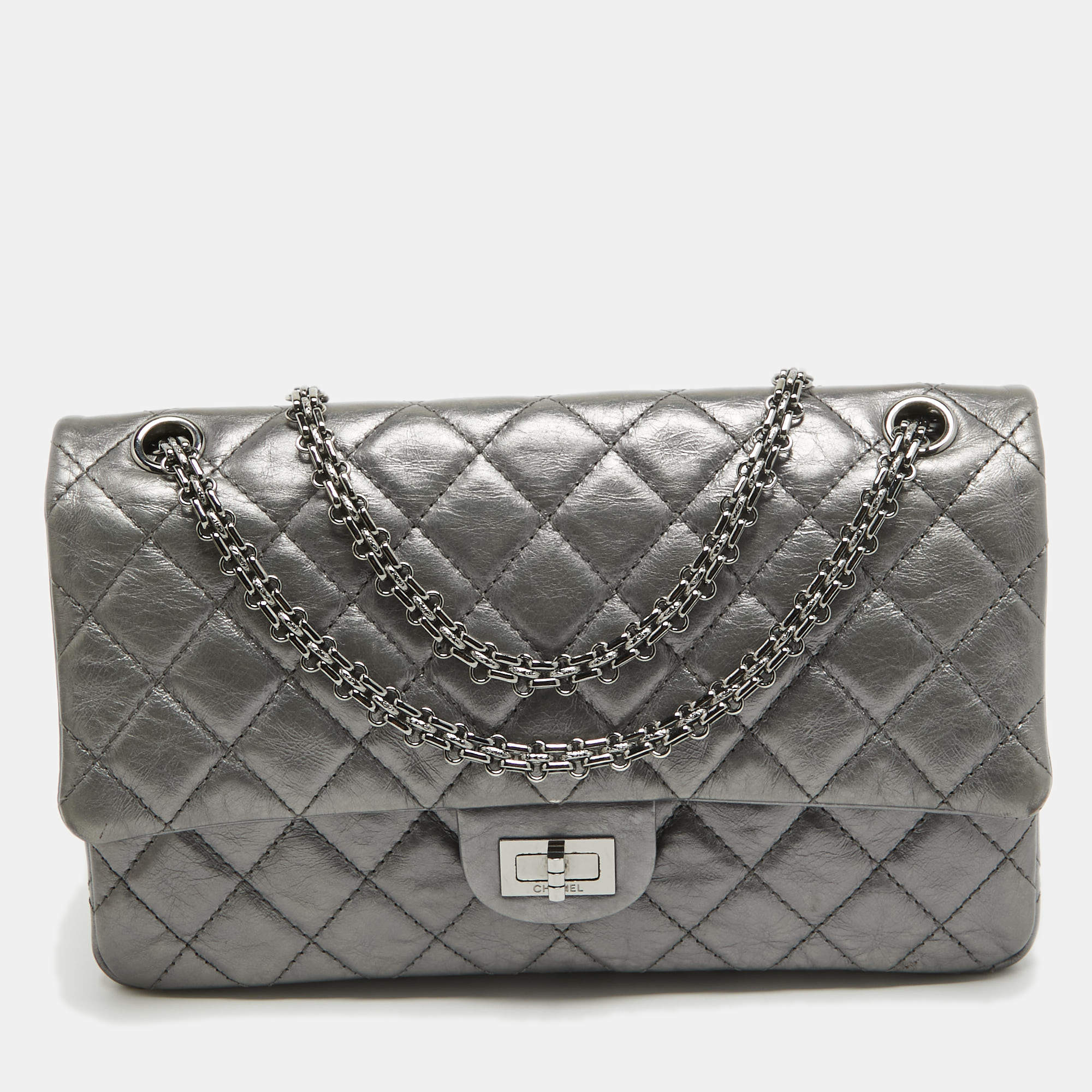 Chanel Metallic Grey Quilted Leather 226 Reissue 2.55 Flap Bag