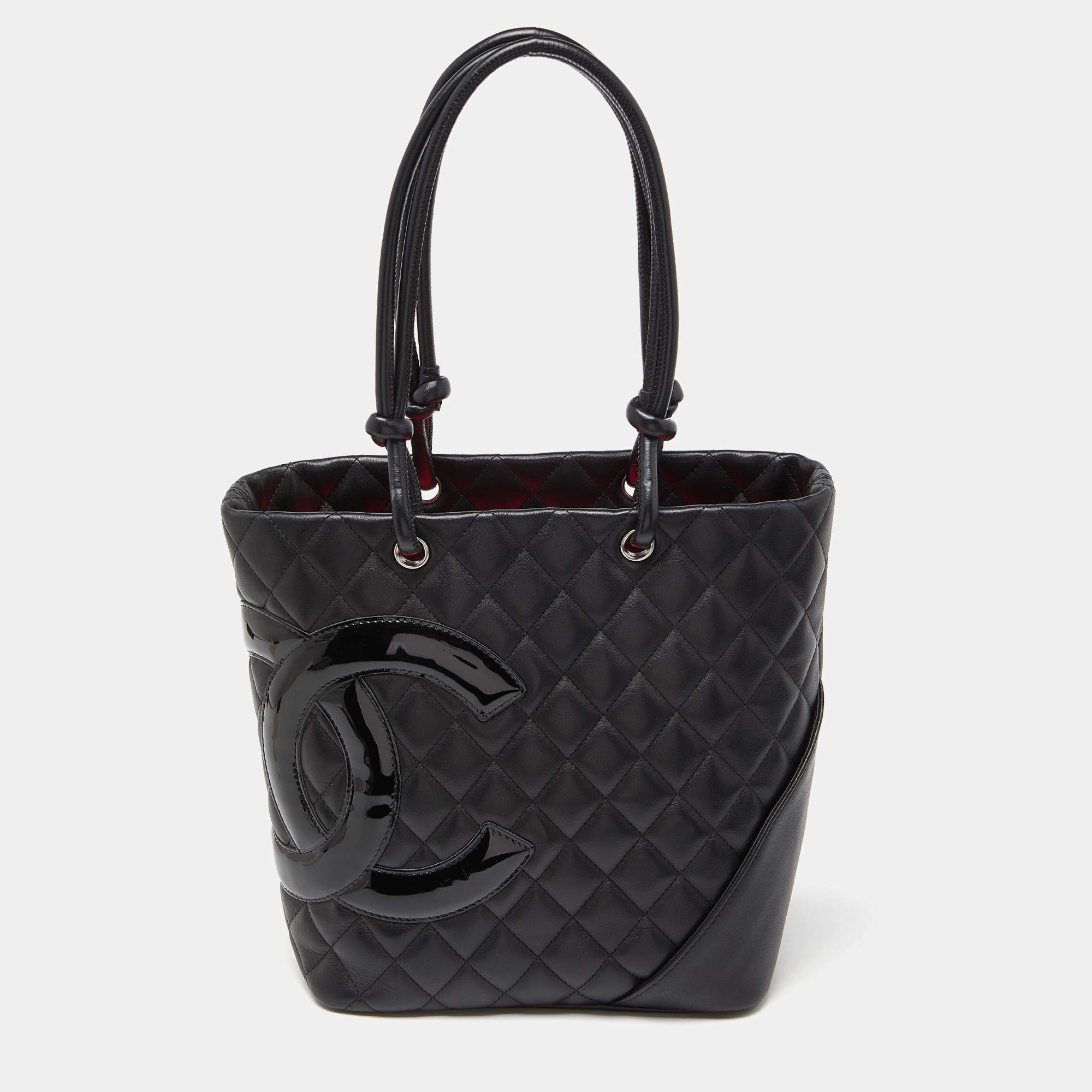 Pre Owned Chanel Black Quilted Leather Small Cambon Ligne Bucket Tote