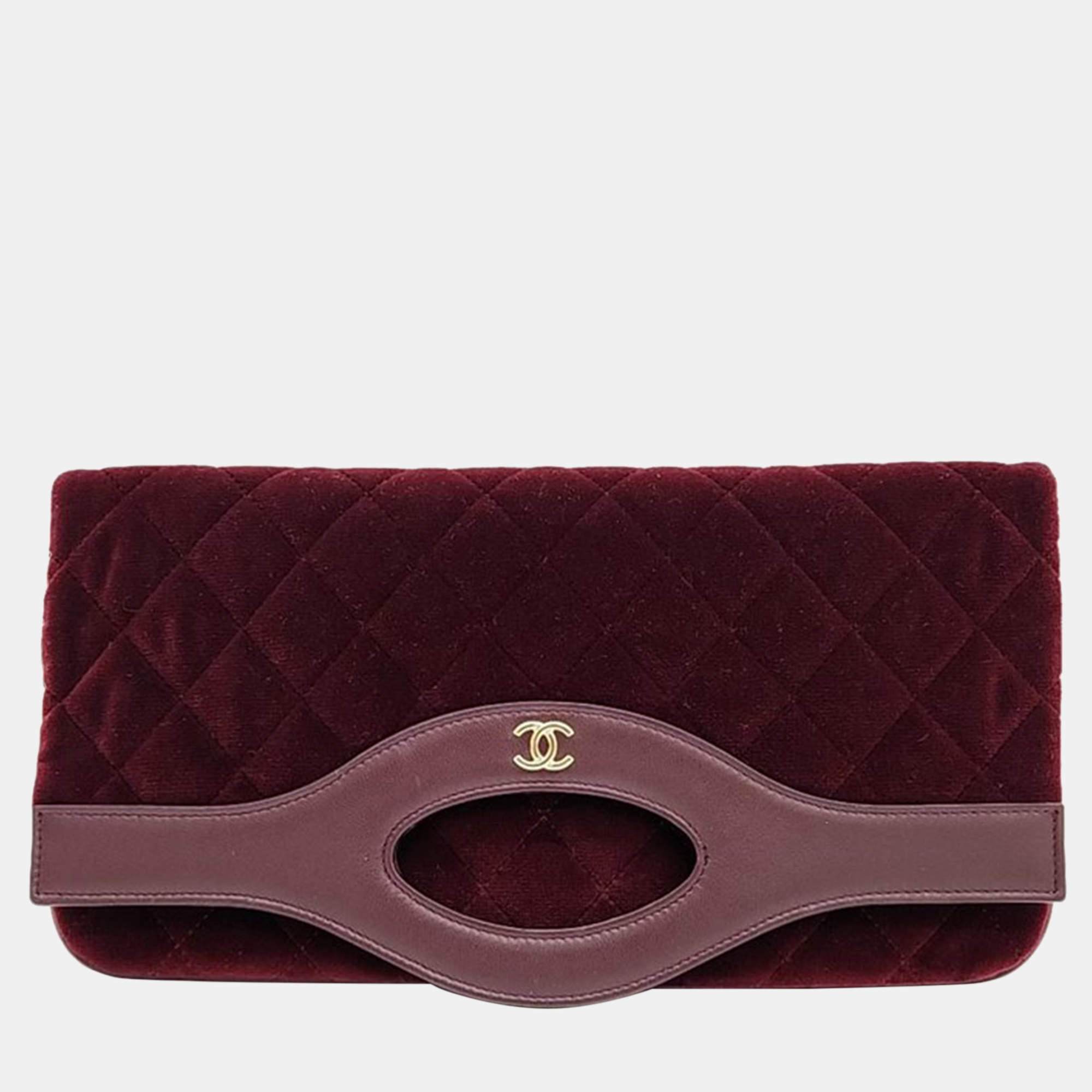 Pre Owned Chanel Velvet Folding Clutch Bag