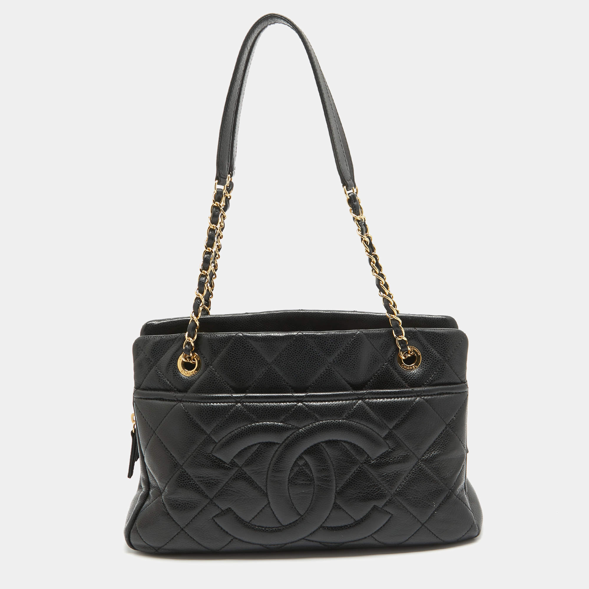 مملوكة مسبقًا Chanel Black Quilted Caviar Leather Timeless Shopper Tote