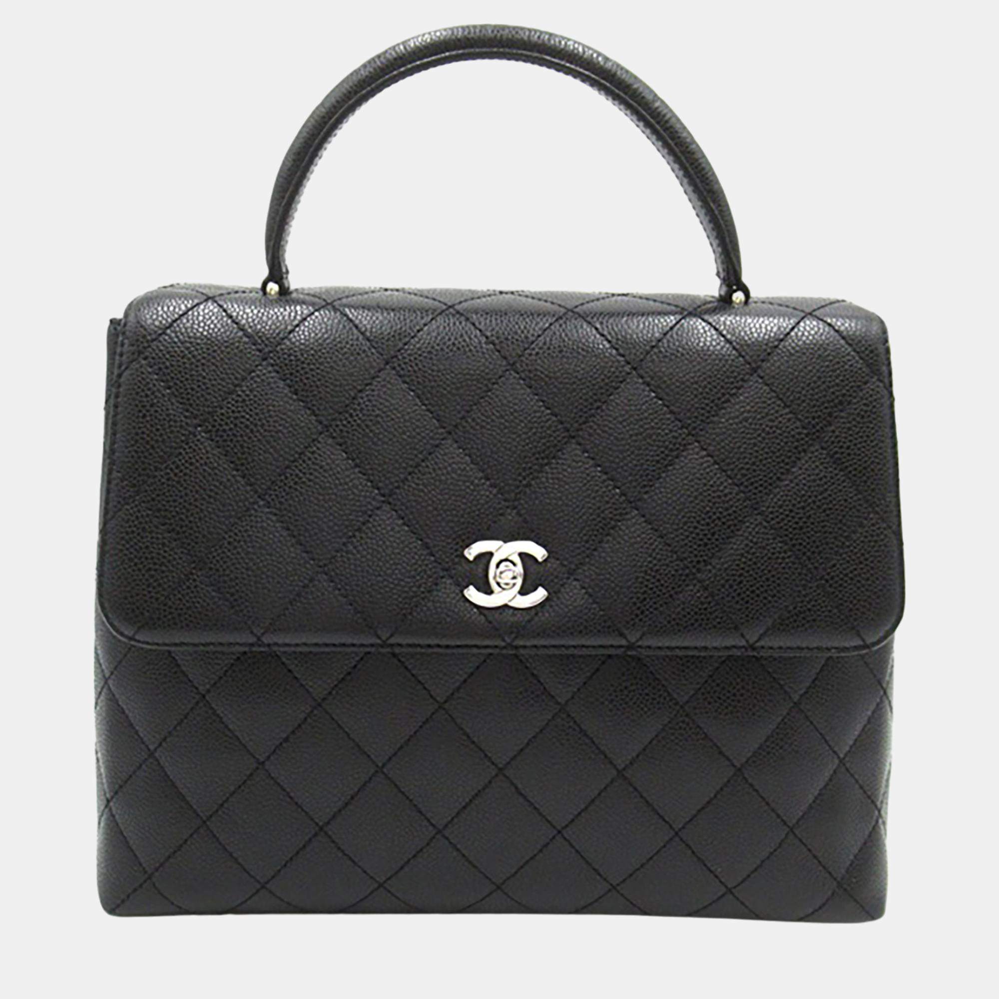 Chanel Black Caviar Kelly Top Handle Bag