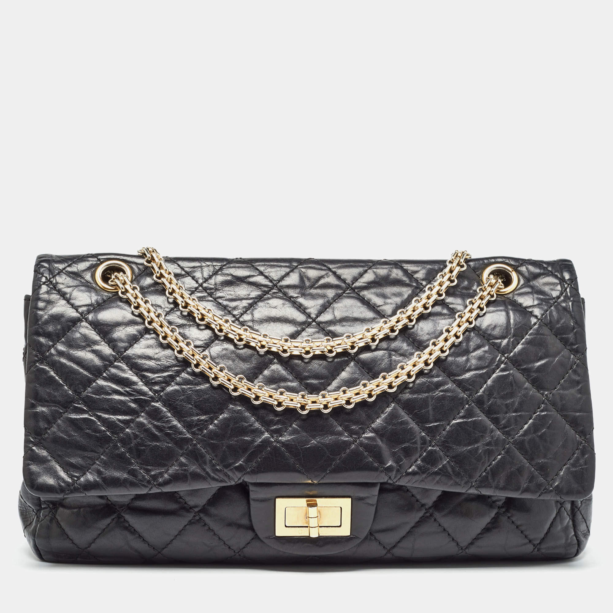 Chanel Black Quilted Aged Leather 227 Reissue 2.55 Flap Bag