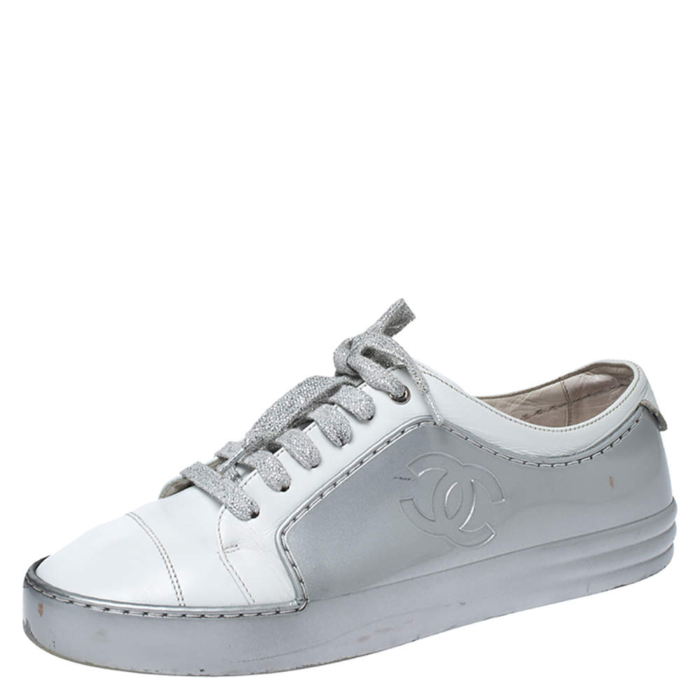 Chanel Light Military Green CC Lace Up Sneakers 38.5 – The Closet