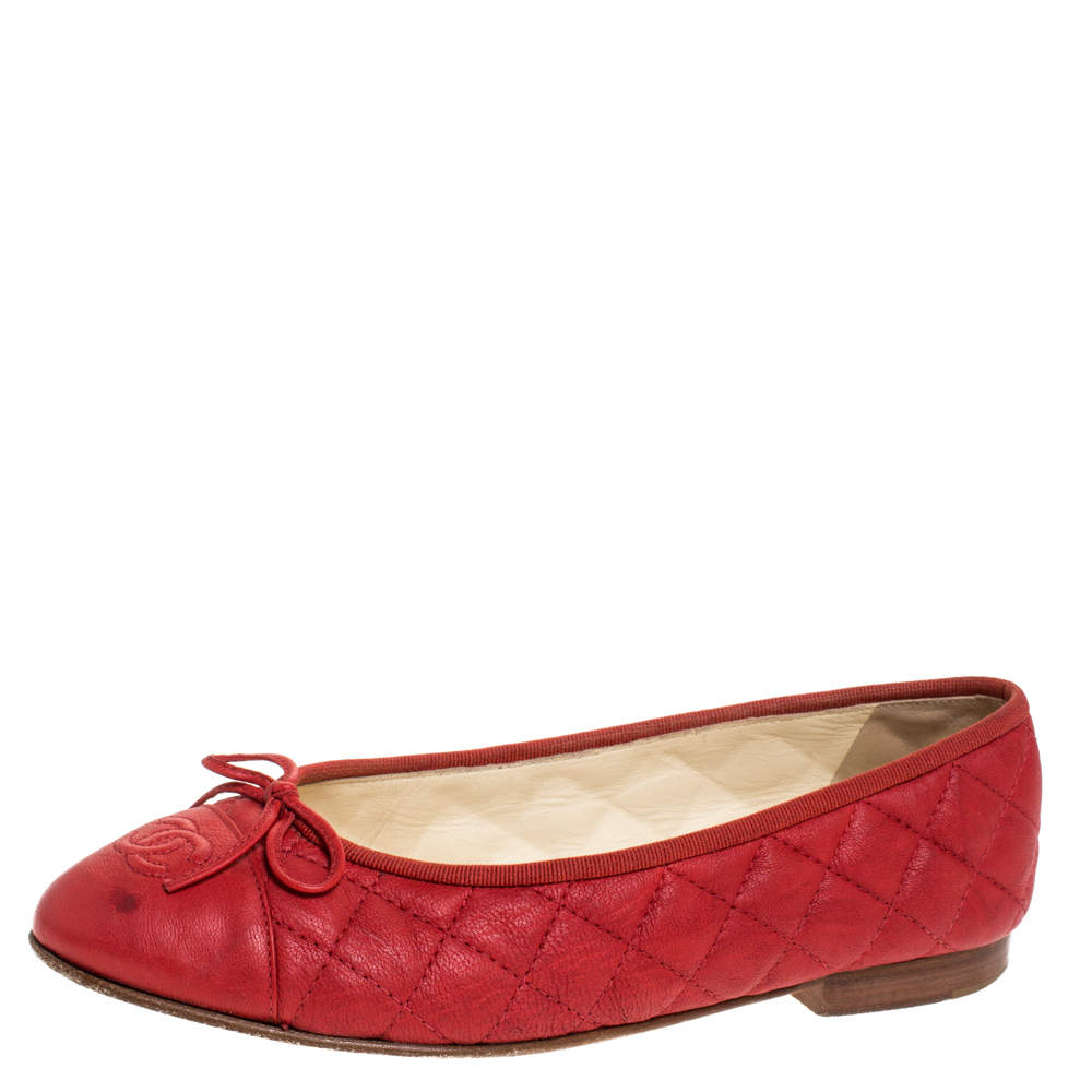 chanel red ballet flats