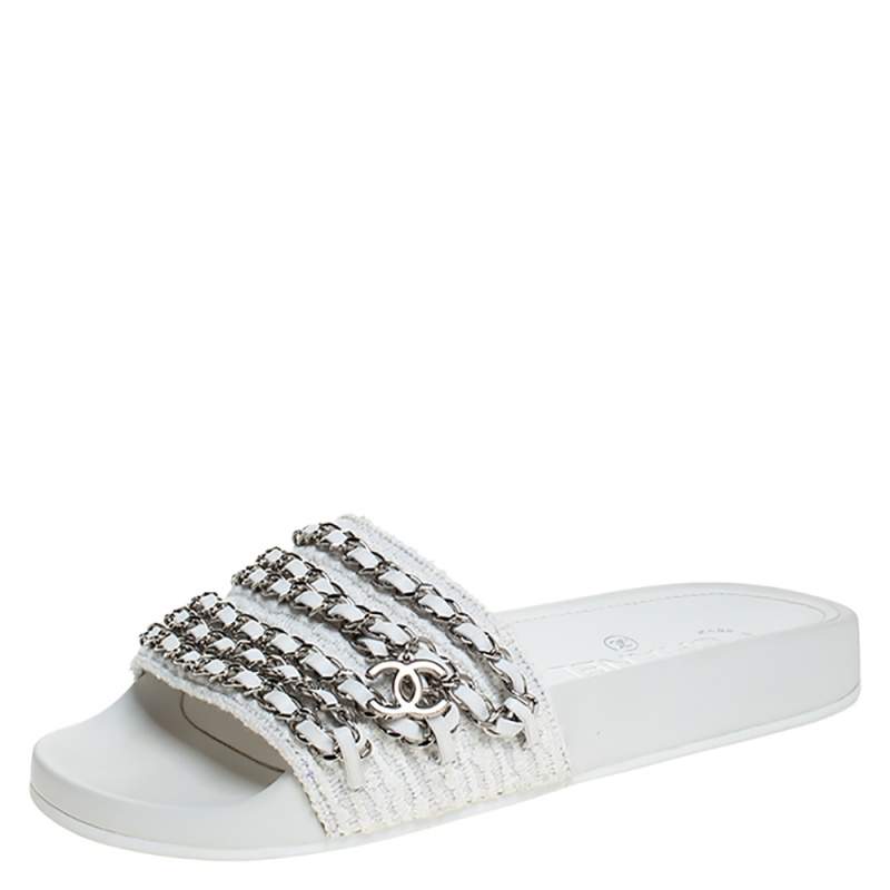 chanel sliders white