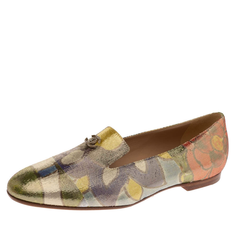 مملوكة مسبقًا Chanel Multicolor Lurex Crepe Fabric Paris-Dubai Loafers Size 41